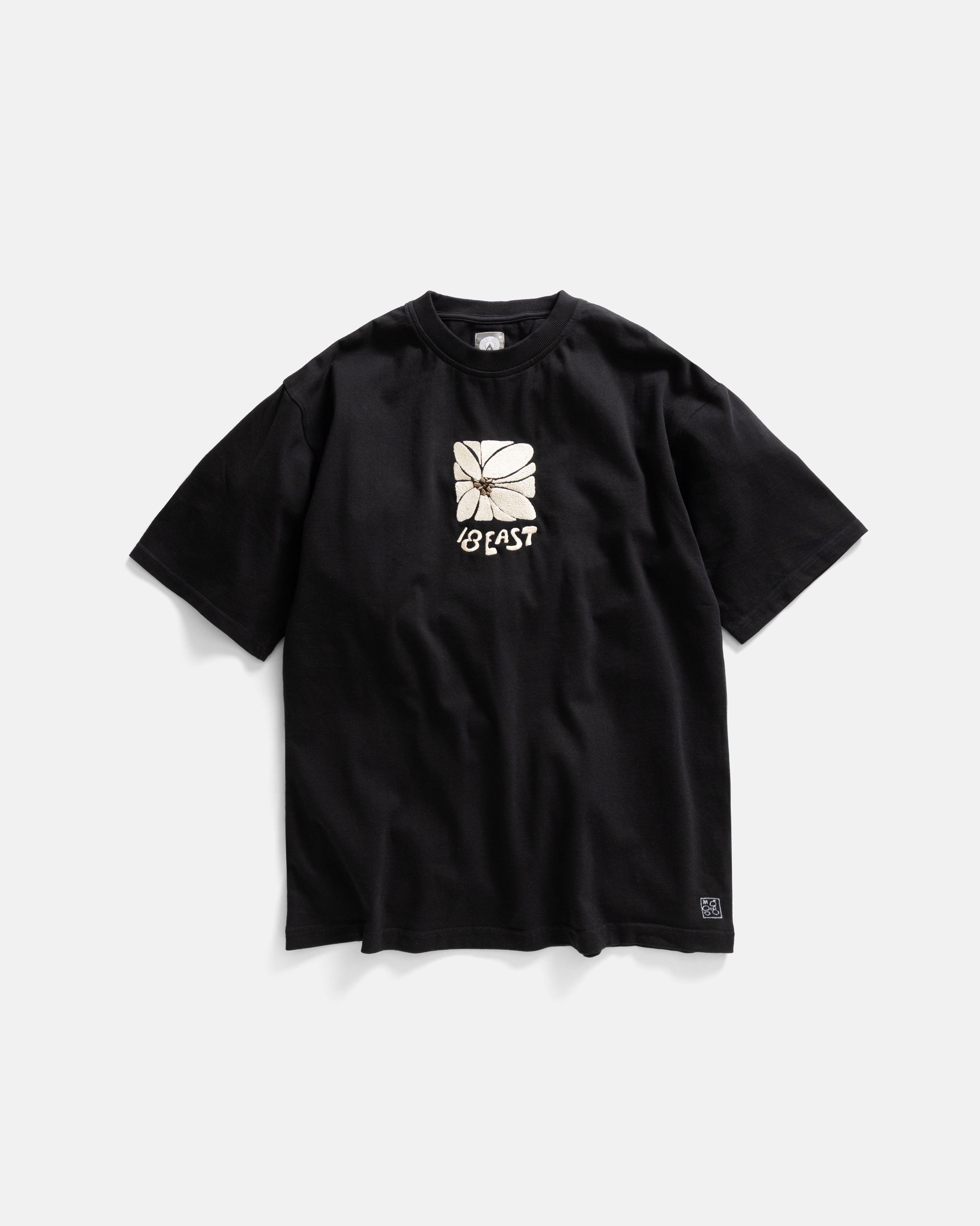 HIBISCUS EMBROIDERED ALY TEE - BLACK 7.75 oz. ALL SEASON COTTON JERSEY
