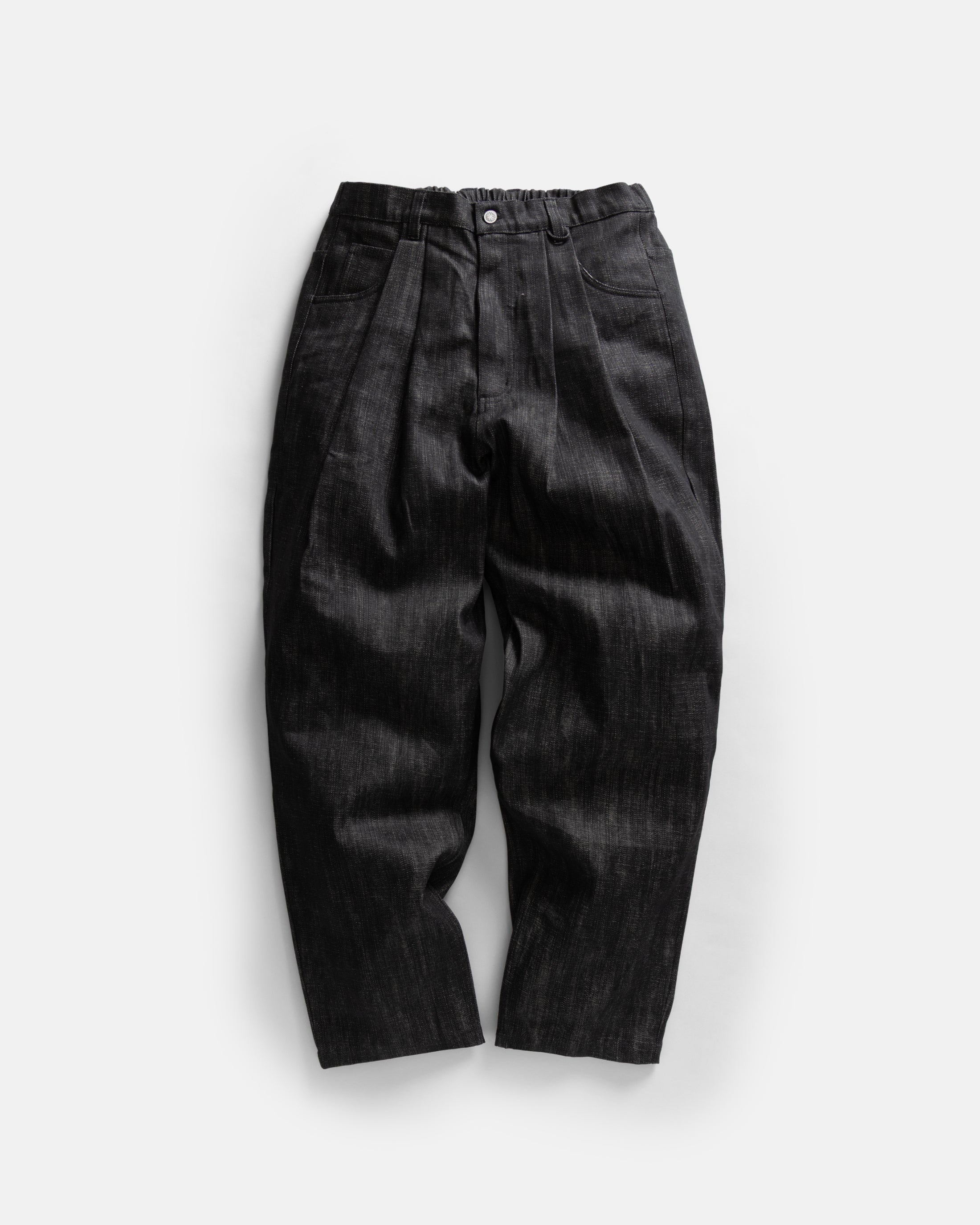 CALISTO DOUBLE PLEATED BIG JEANS - BLACK 13oz. INDIAN RAW DENIM
