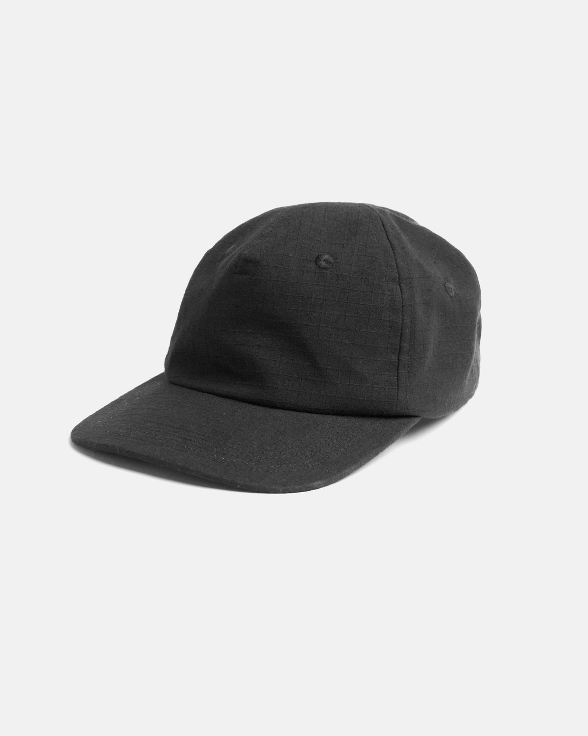 STOWE UNLINED 5 PANEL HAT - WASHED BLACK COTTON RIPSTOP