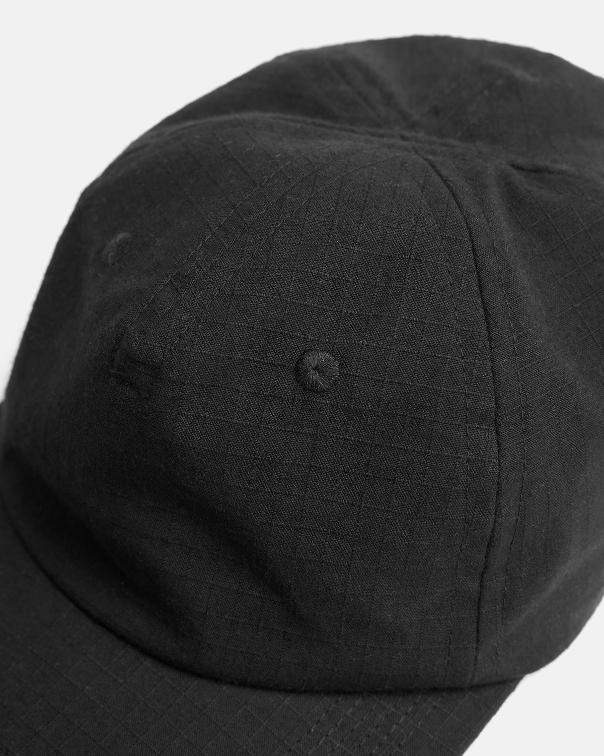 STOWE UNLINED 5 PANEL HAT - WASHED BLACK COTTON RIPSTOP