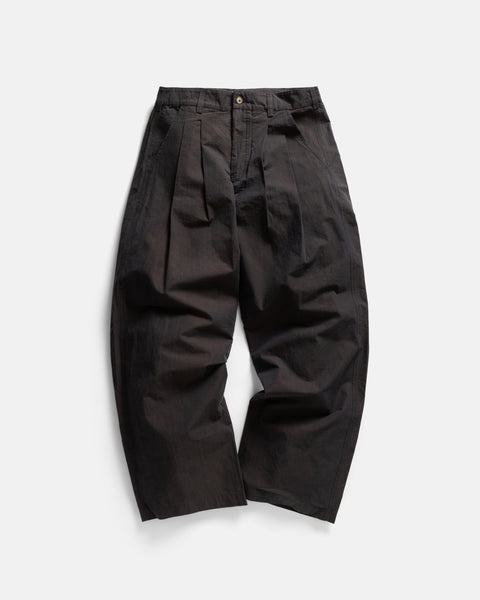 TINO DOUBLE PLEATED WIDE PANT - CIOCCOLATO / MEZZANOTE COTTON