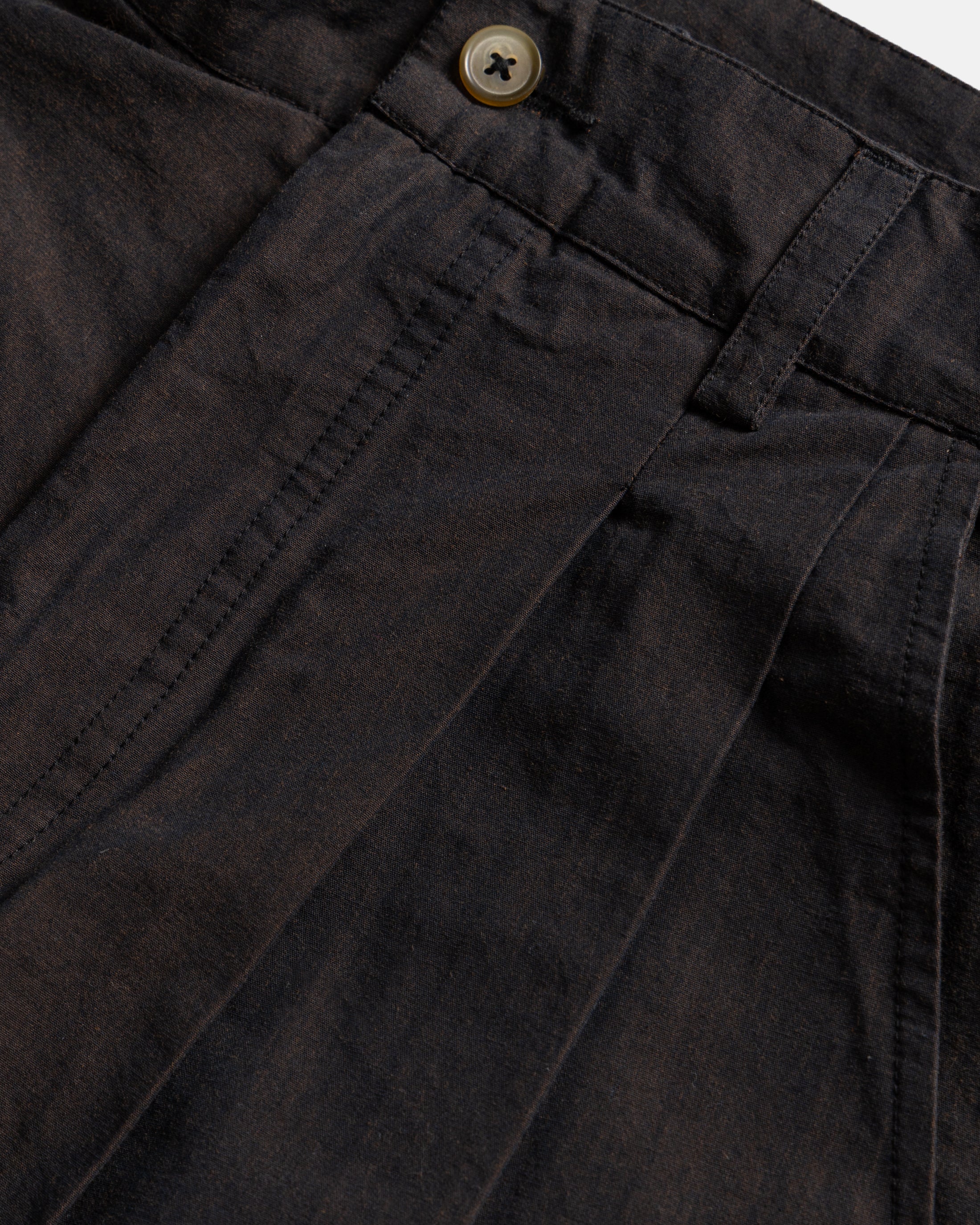 TINO DOUBLE PLEATED WIDE PANT - CIOCCOLATO / MEZZANOTE COTTON