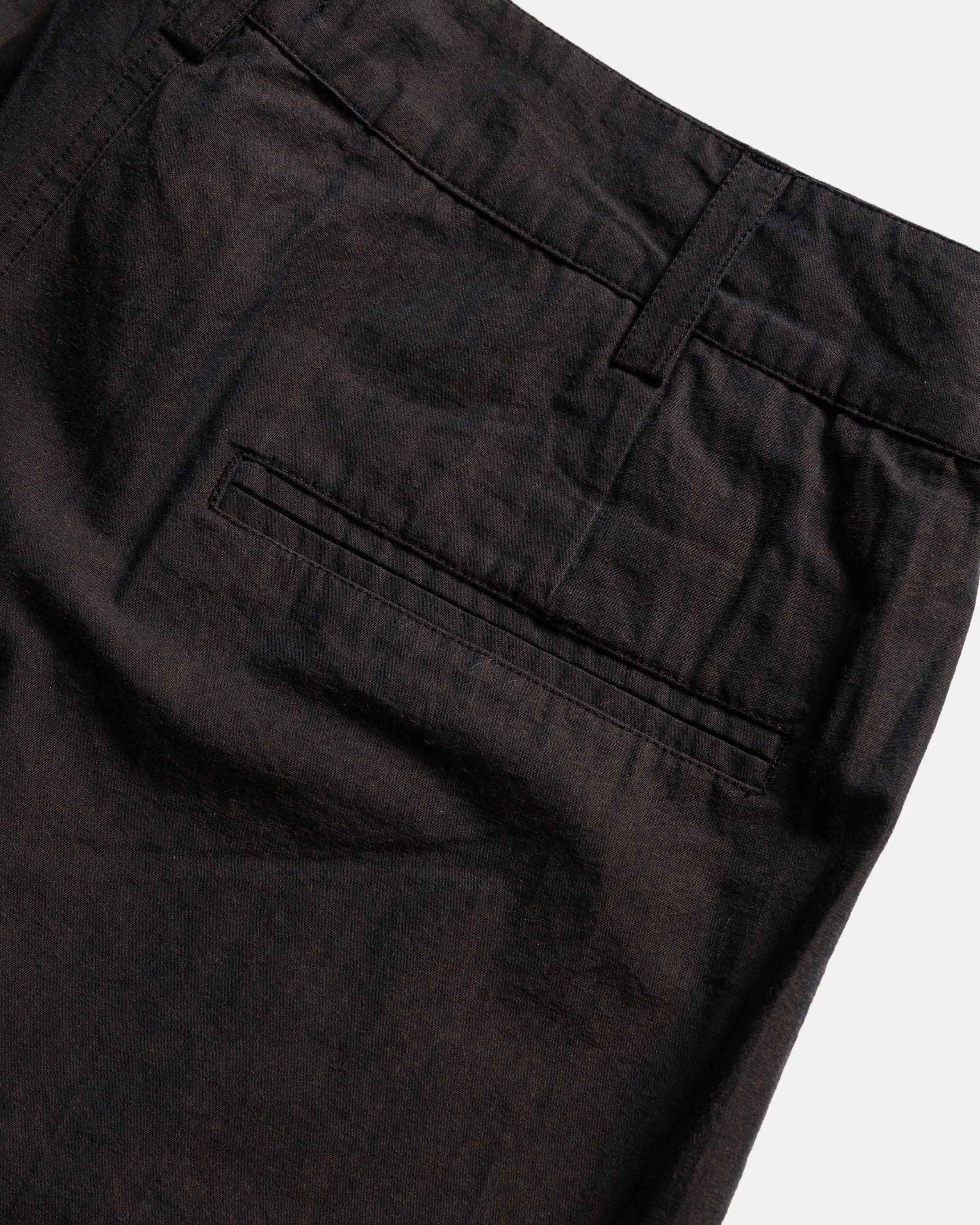 TINO DOUBLE PLEATED WIDE PANT - CIOCCOLATO / MEZZANOTE COTTON PLAINWEAVE