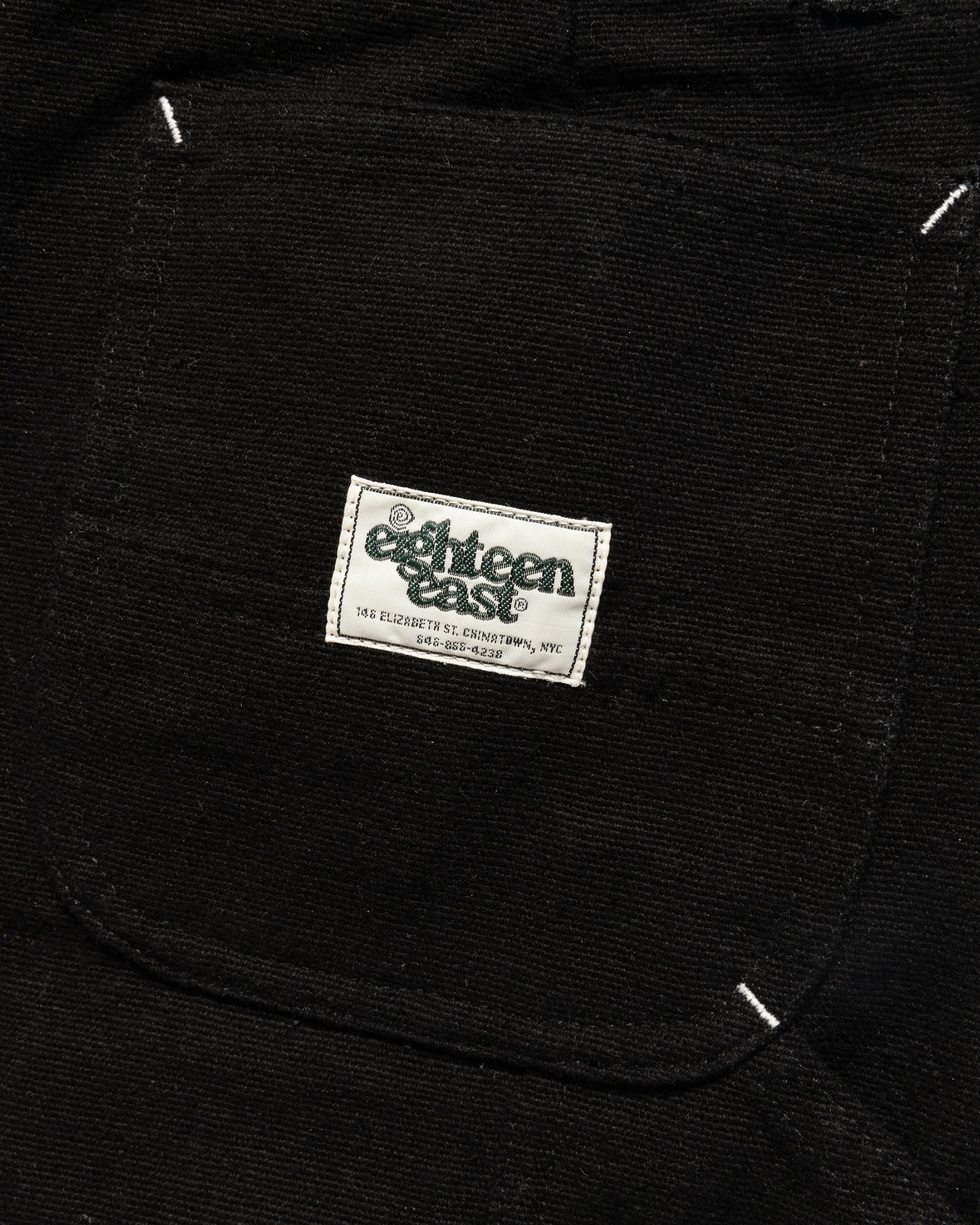 ELI HAND-EMBROIDERED DOUBLE KNEE WORK PANT - BLACK HANDSPUN COTTON CANVAS