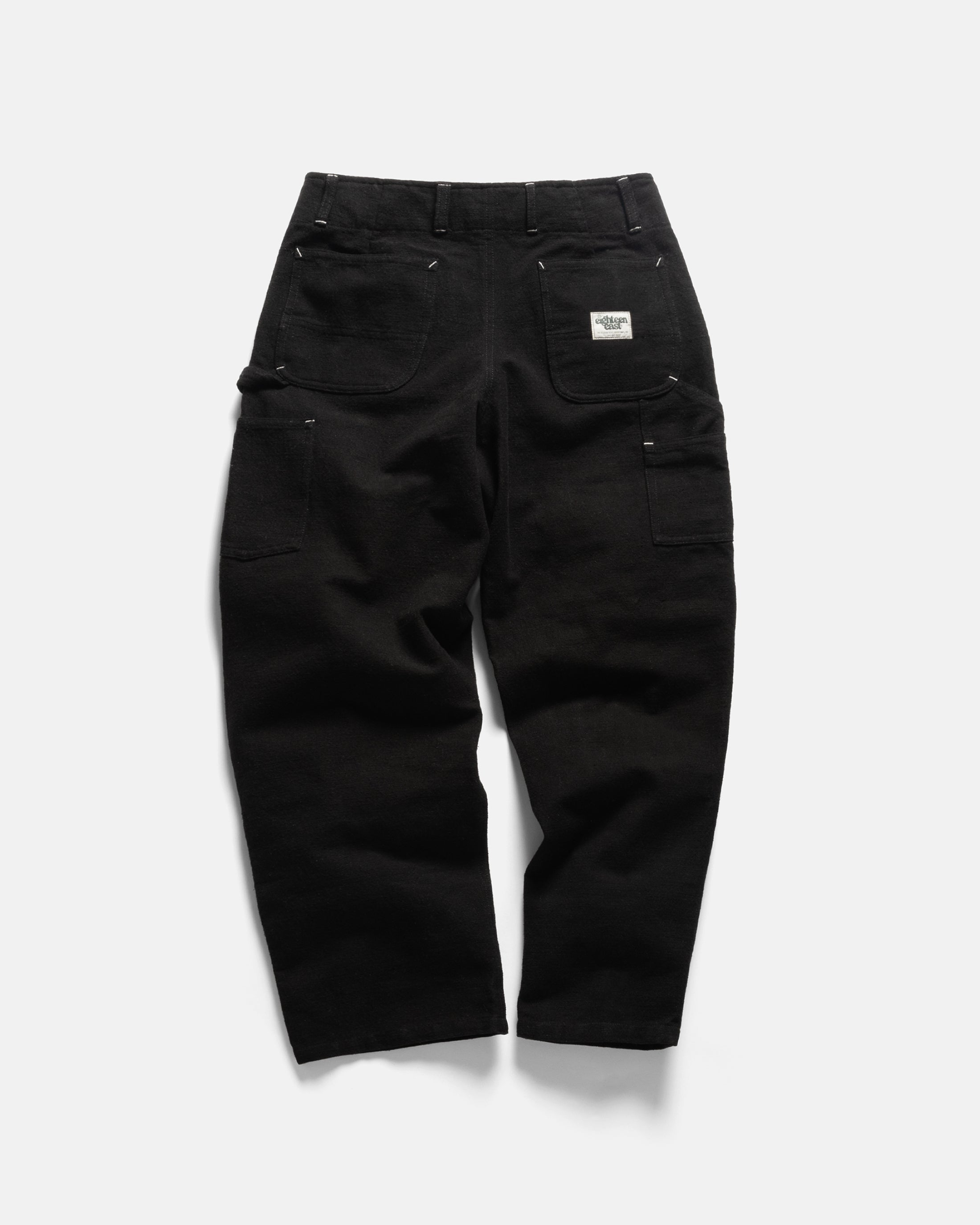 ELI HAND-EMBROIDERED DOUBLE KNEE WORK PANT - BLACK HANDSPUN COTTON