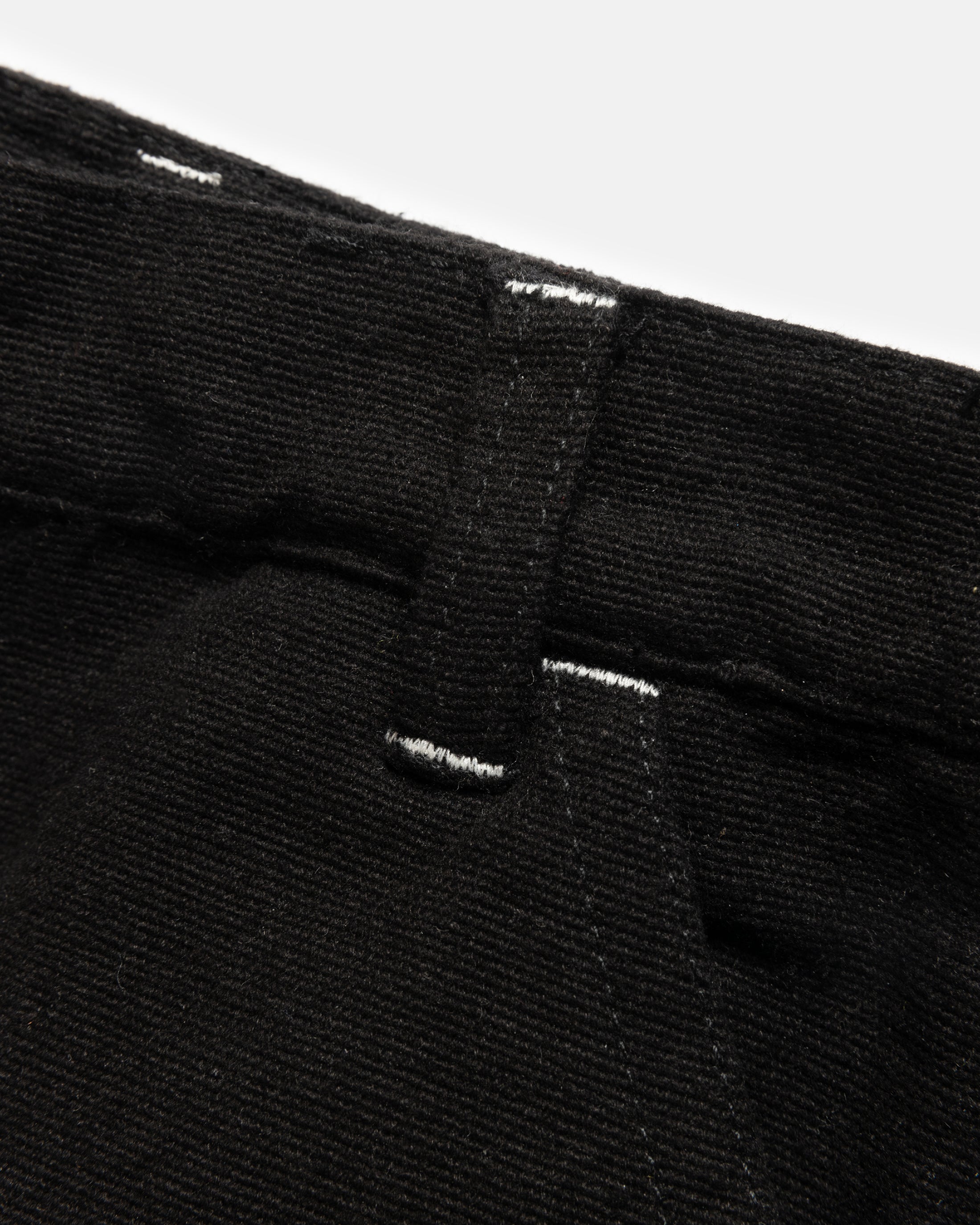 ELI HAND-EMBROIDERED DOUBLE KNEE WORK PANT - BLACK HANDSPUN COTTON CANVAS