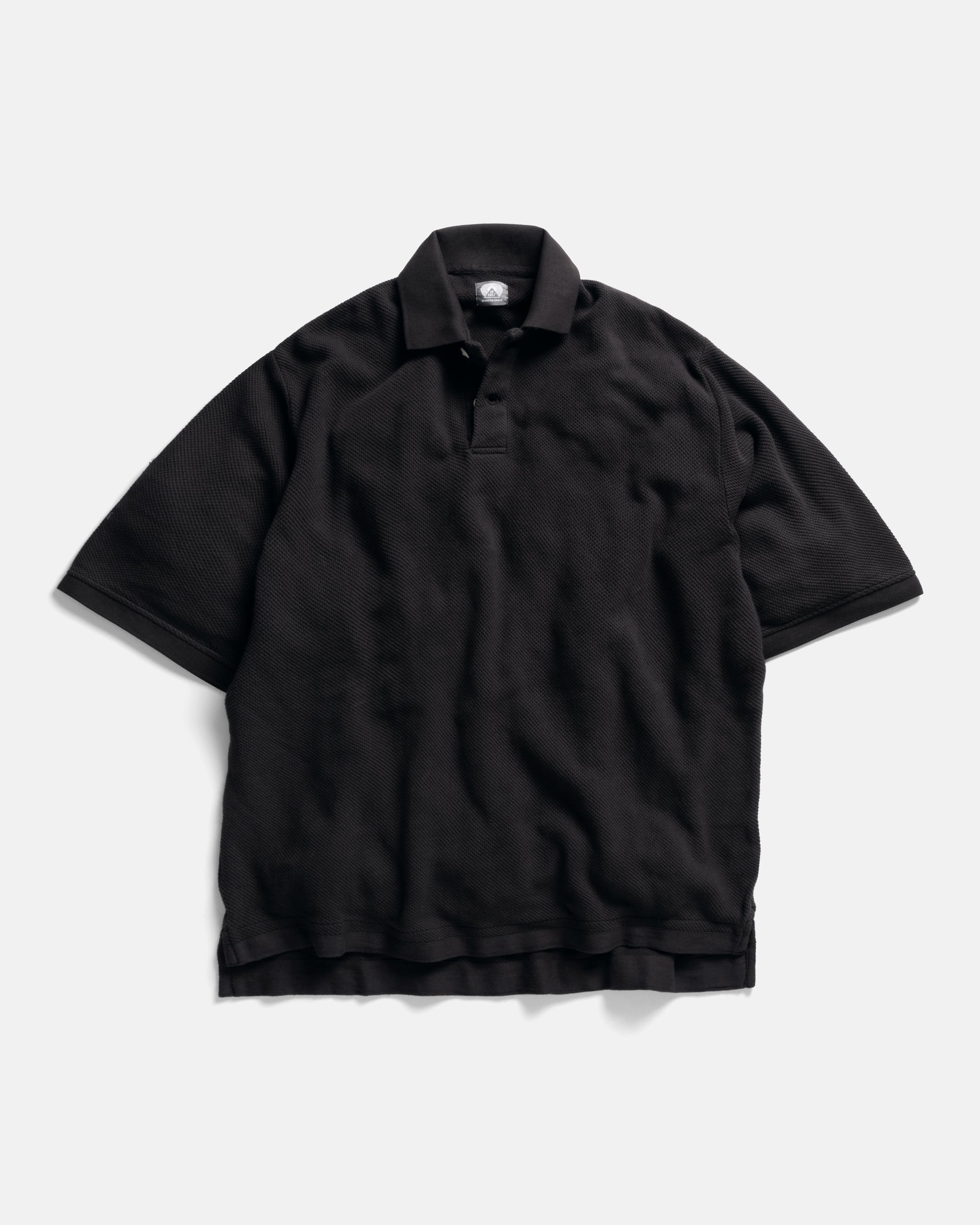 COTTAGE SS GIANT POLO - BLACK COTTON PIQUE
