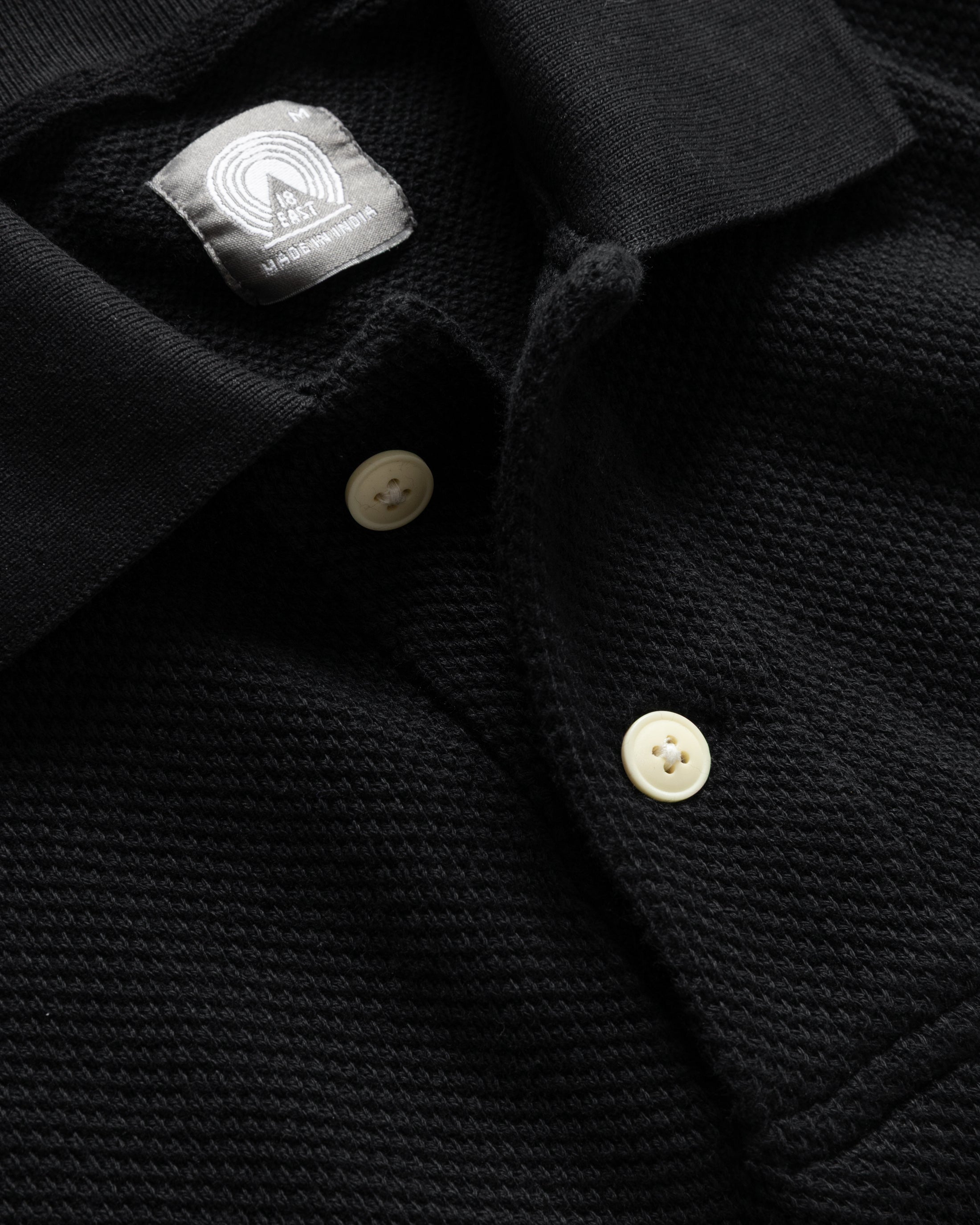 COTTAGE SS GIANT POLO - BLACK COTTON PIQUE