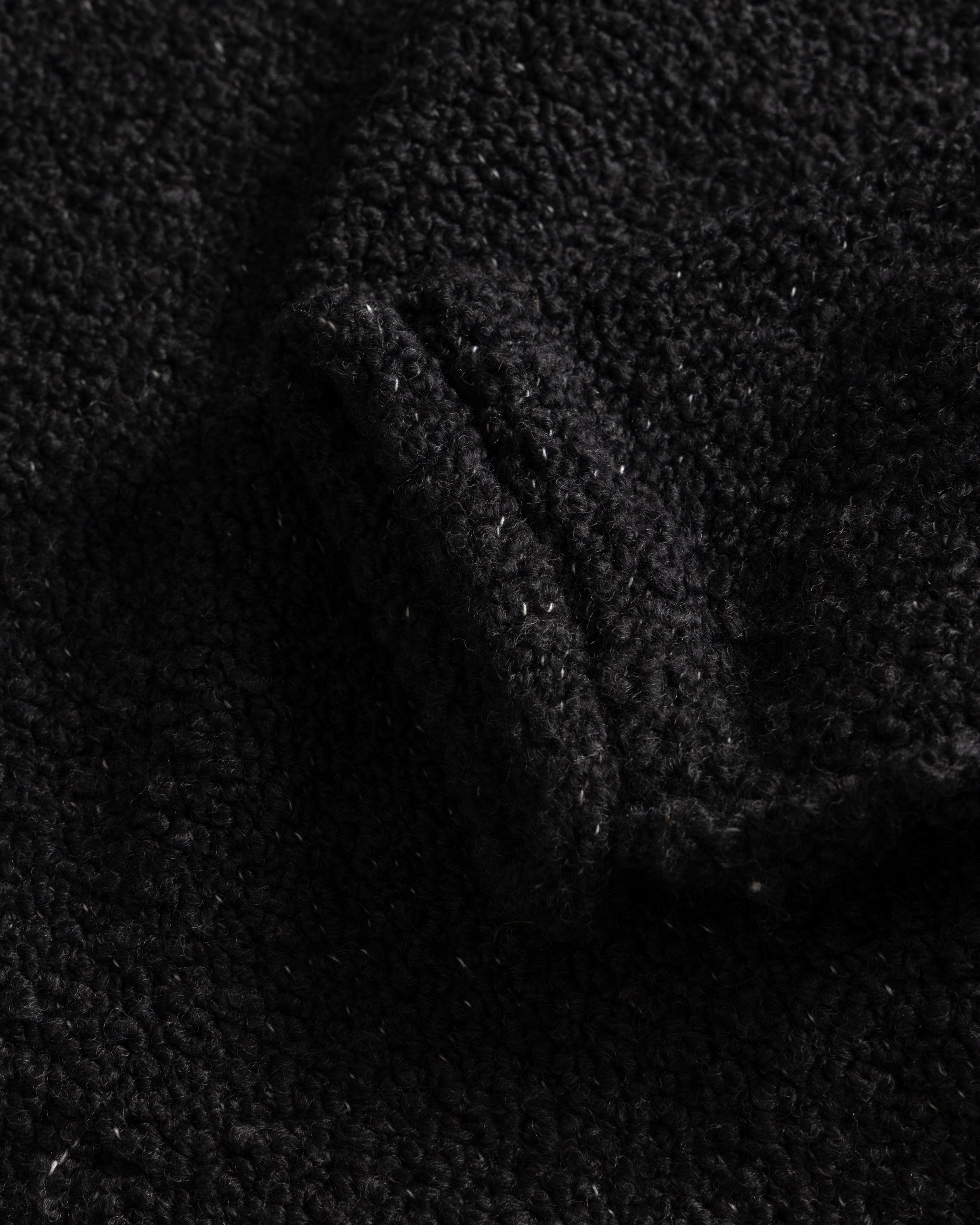 THOM REVERSIBLE ROLLNECK SWEATER -  FADED BLACK HANDLOOM TWISTED MERINO BOUCLE