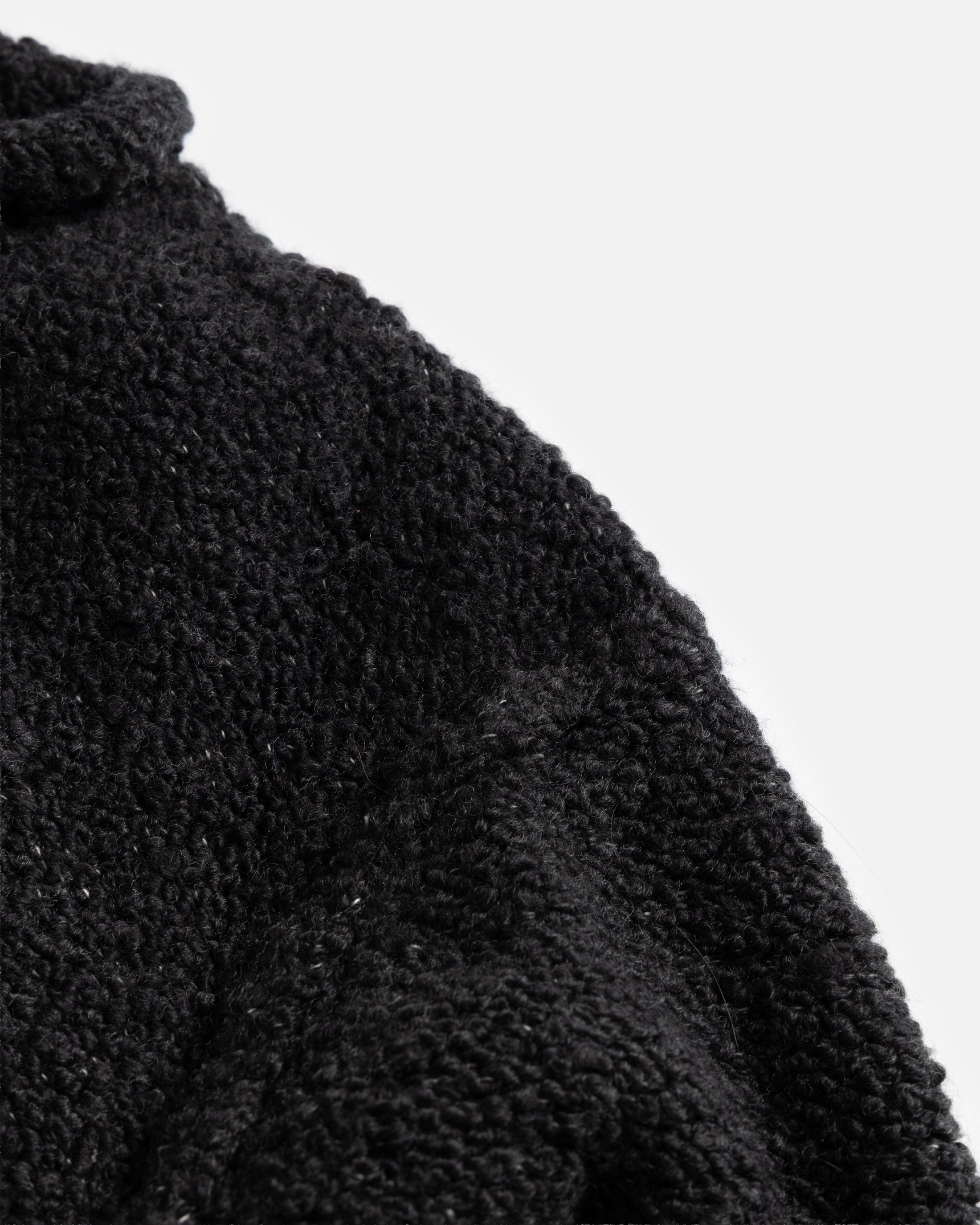 THOM REVERSIBLE ROLLNECK SWEATER -  FADED BLACK HANDLOOM TWISTED MERINO BOUCLE