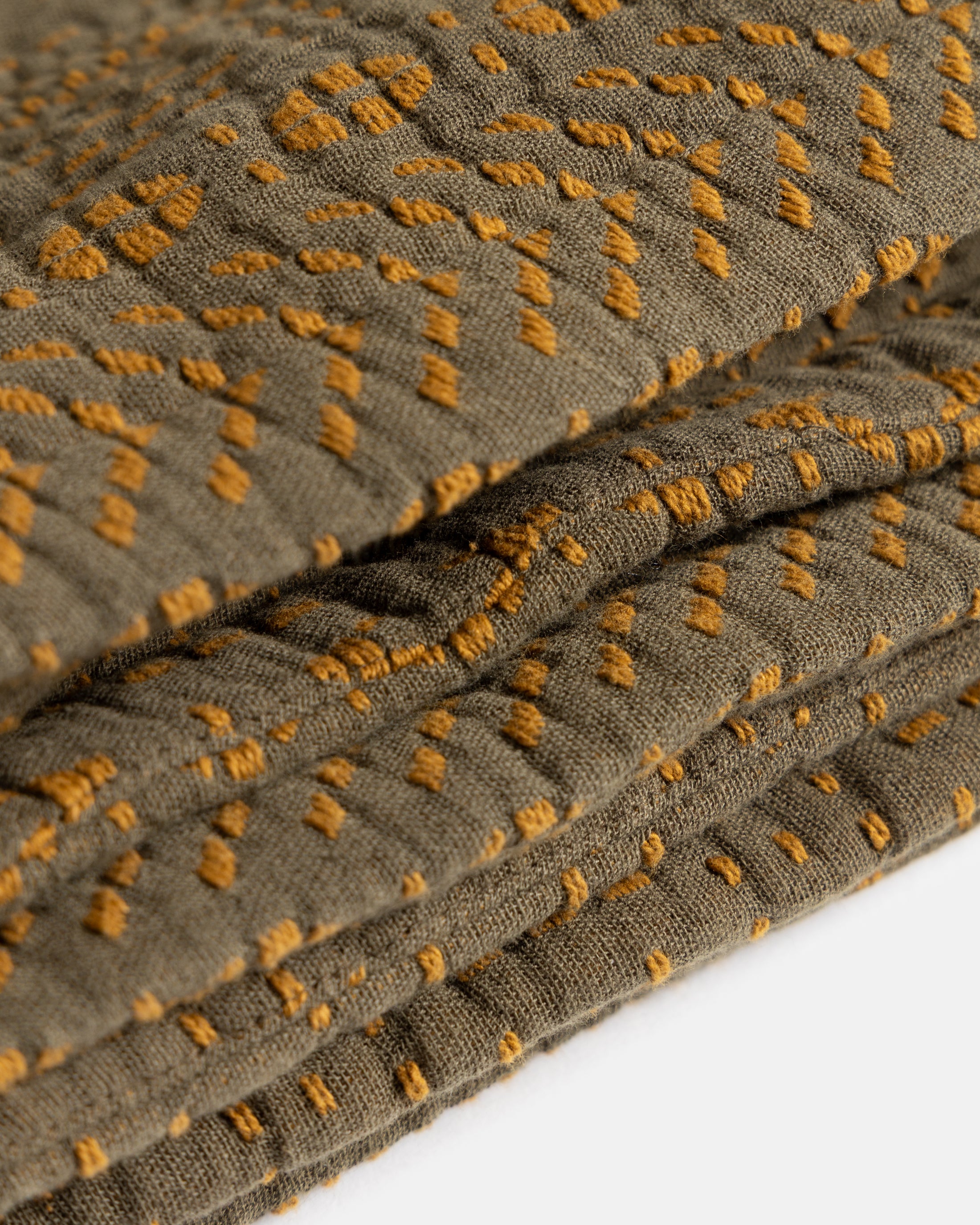 HAND-QUILTED THROW BLANKET - WILLOW GREEN / BRONZE COTTON KHADI