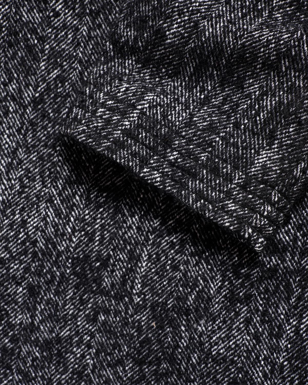 BELTED BRIDGE COAT - BLACK / WHITE BLENDED WOOL AND ALPACA HAIRY HERRINGBONE TWEED