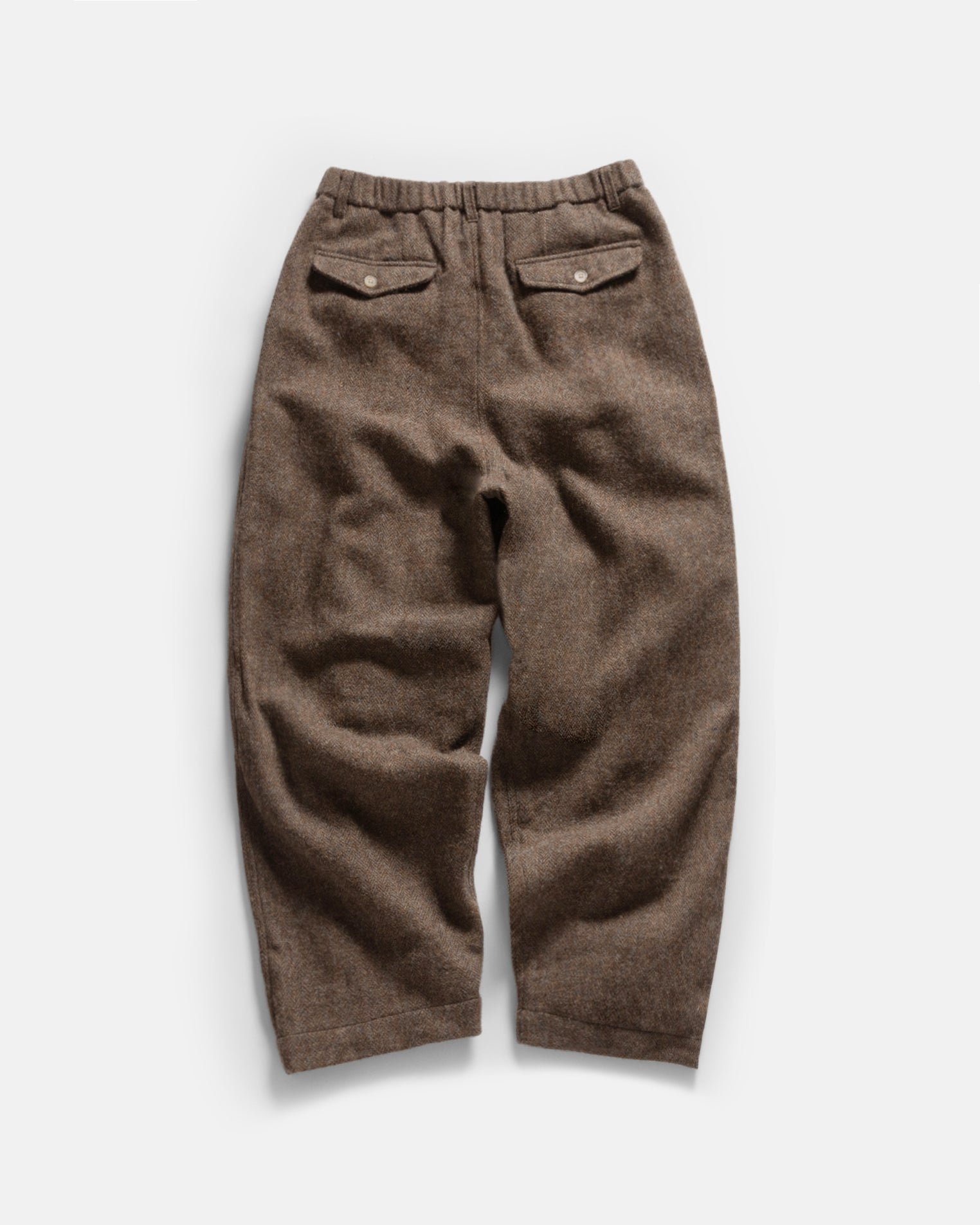 KELL PLEATED BIG PANT - TAUPE SHADOW / SLIGHT SLATE HERRINGBONE WOOLEN TWEED