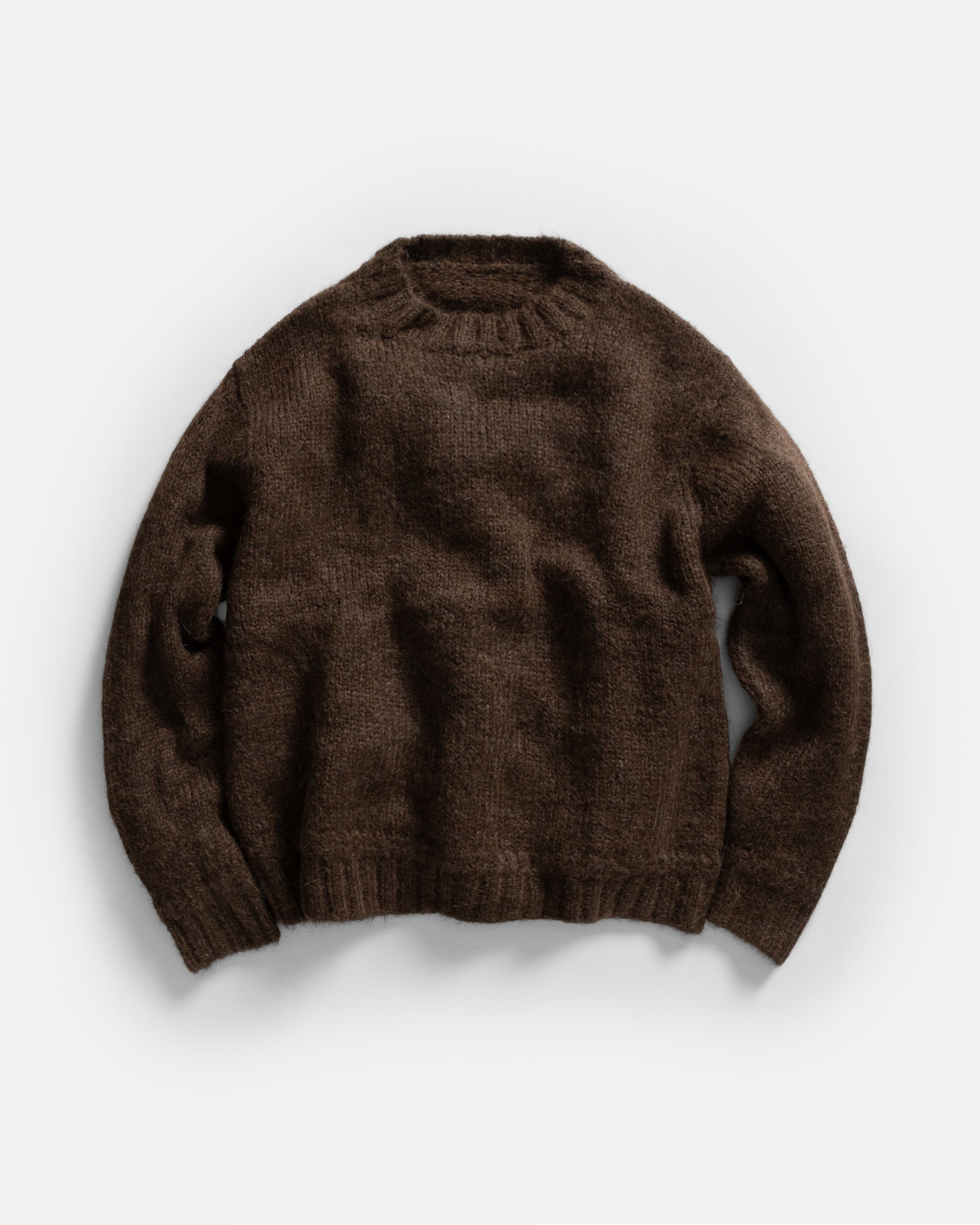 FIGLI CREWNECK SWEATER - CIOCCOLATO BROWN MELANGE HANDLOOM BRUSHED BABY ALPACA