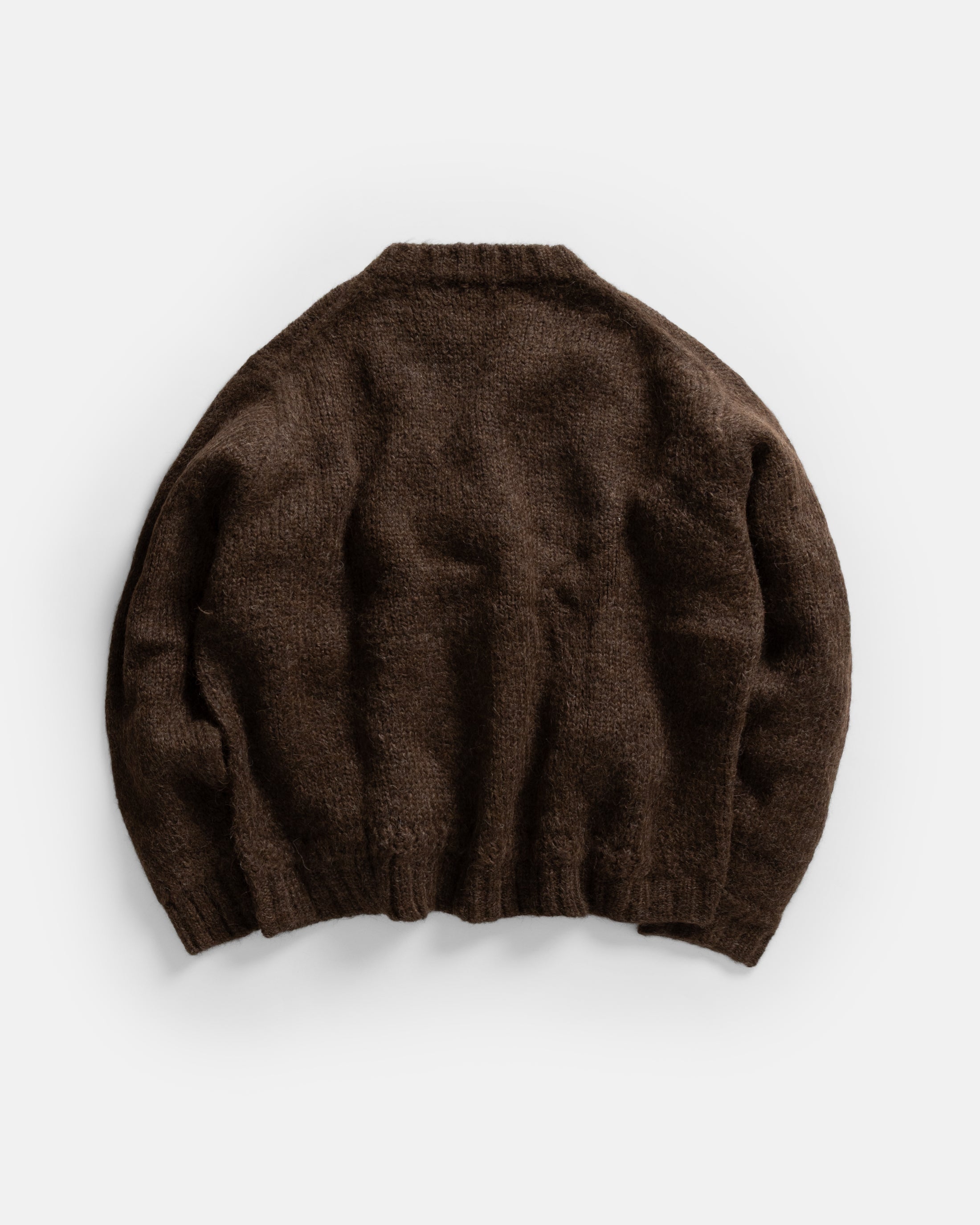 FIGLI CREWNECK SWEATER - CIOCCOLATO BROWN MELANGE HANDLOOM BRUSHED BABY ALPACA