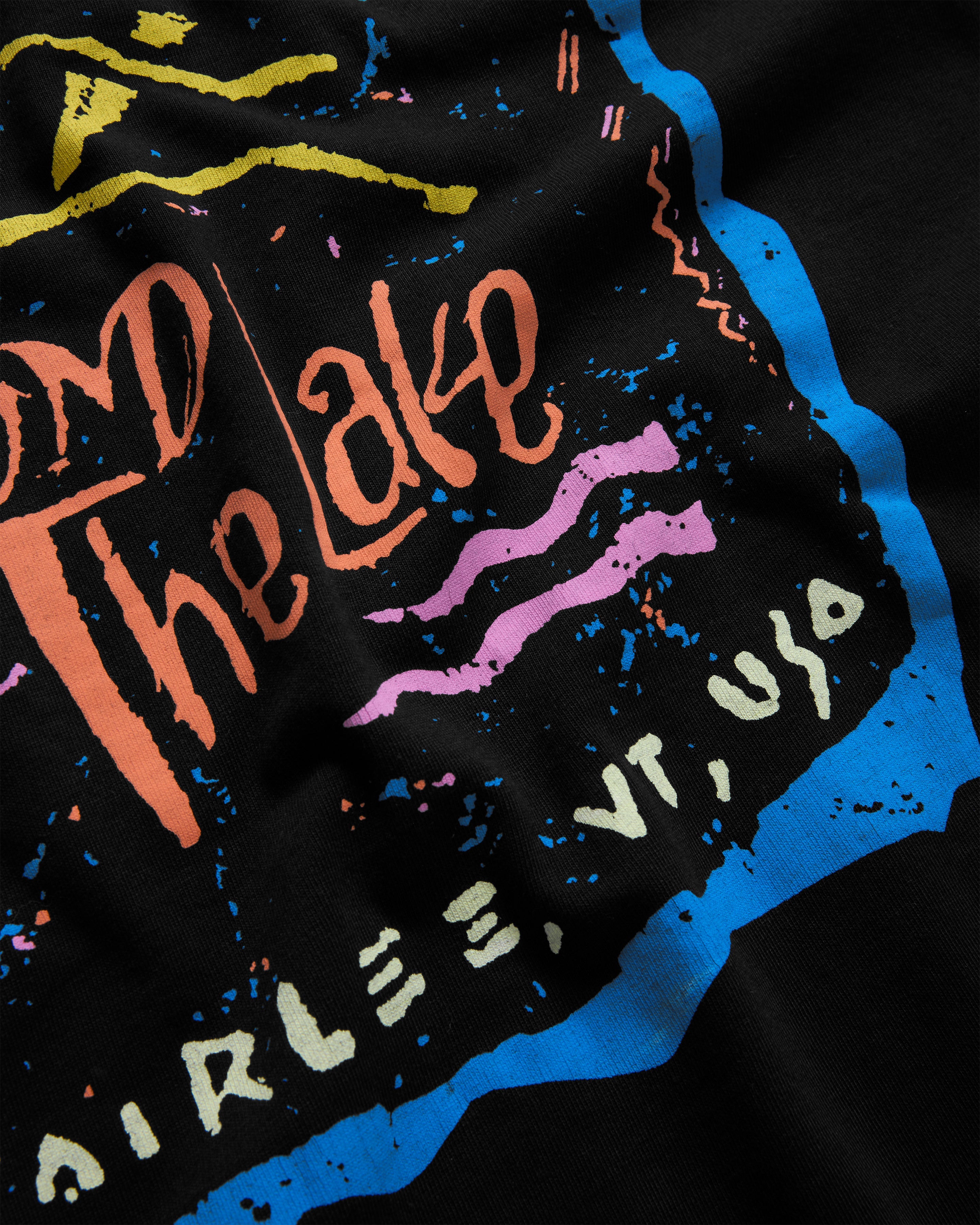 "ROUND THE LAKE" ALY TEE - BLACK 7.75 oz. ALL SEASON COTTON JERSEY