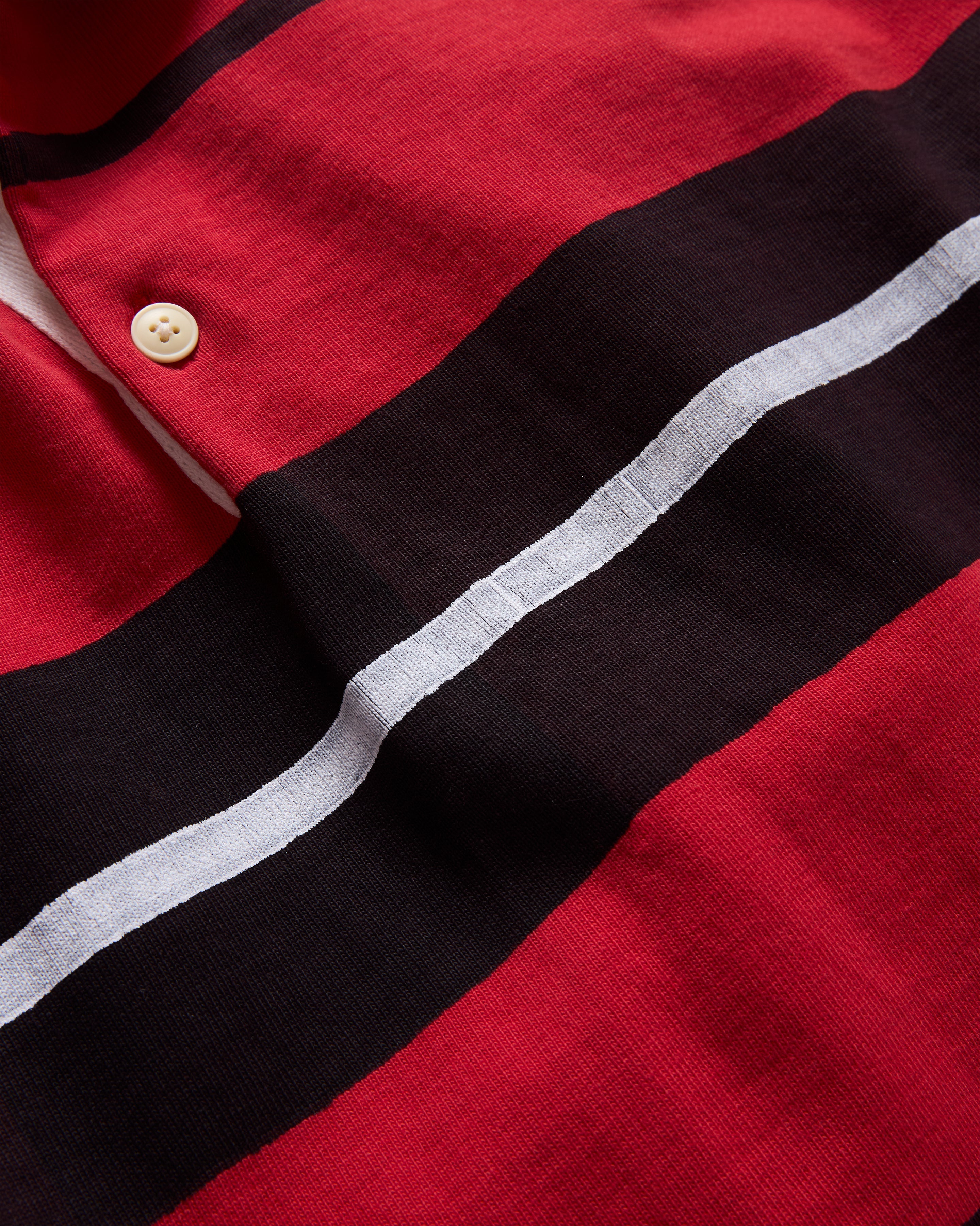 FISKE L/S RUGBY - DAN & WHIT'S RED / MIDNIGHT NAVY / WHITE BLOCK-PRINTED HEAVYWEIGHT COTTON JERSEY