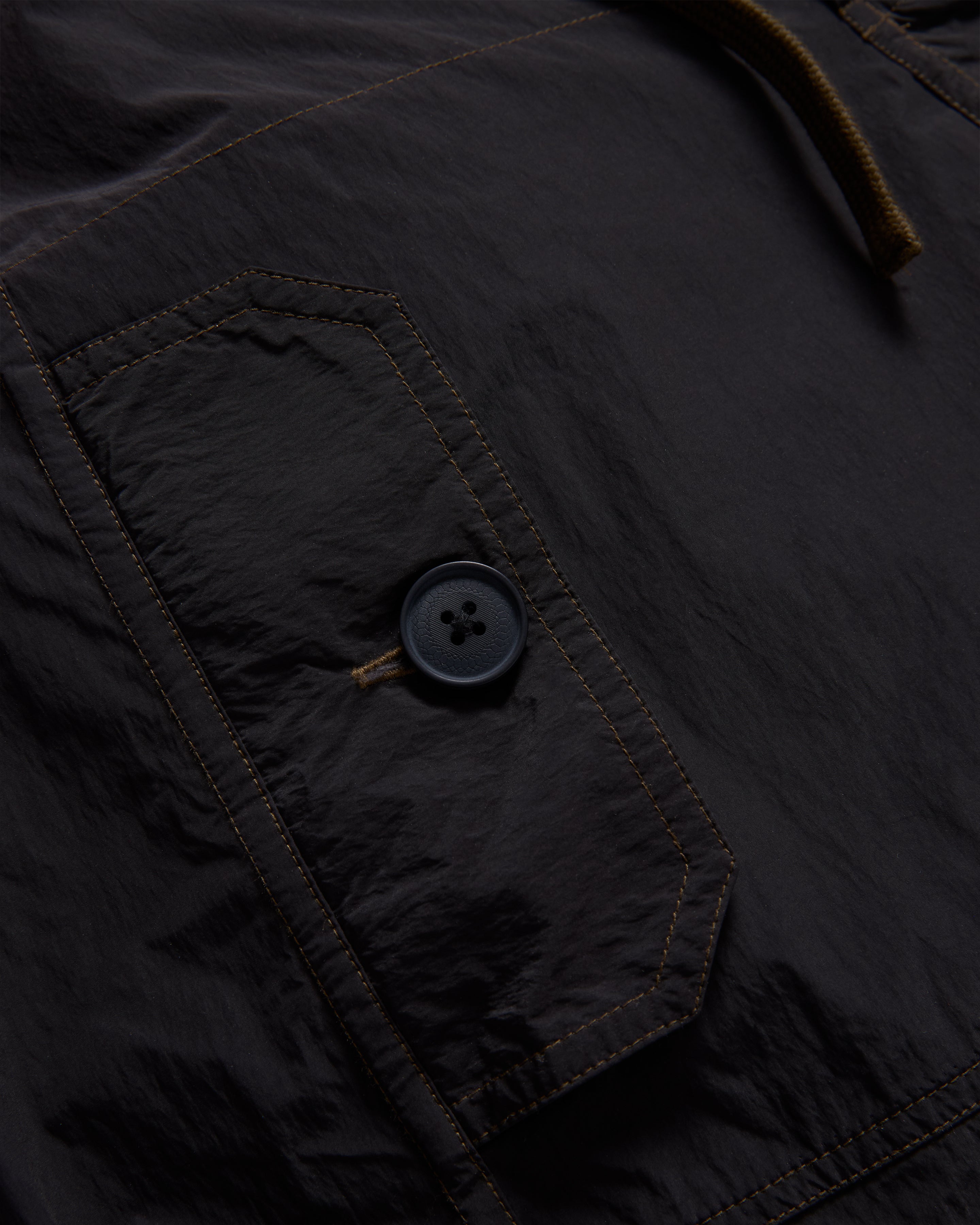 KADEN BALLOON PANT - BLACK BRUSHED NYLON WITH SHROOM STITCHING