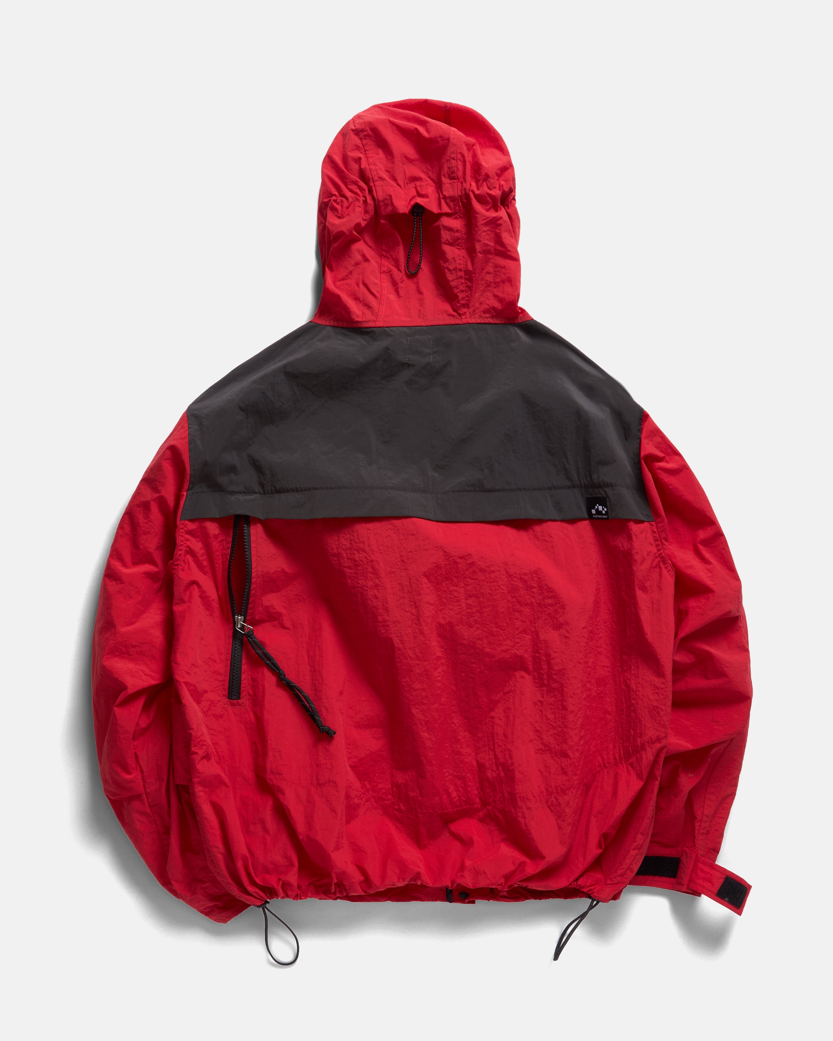 LAINES HOODED SHELL - DAN & WHIT'S RED / WASHED BLACK WATER-REPELLENT NYLON