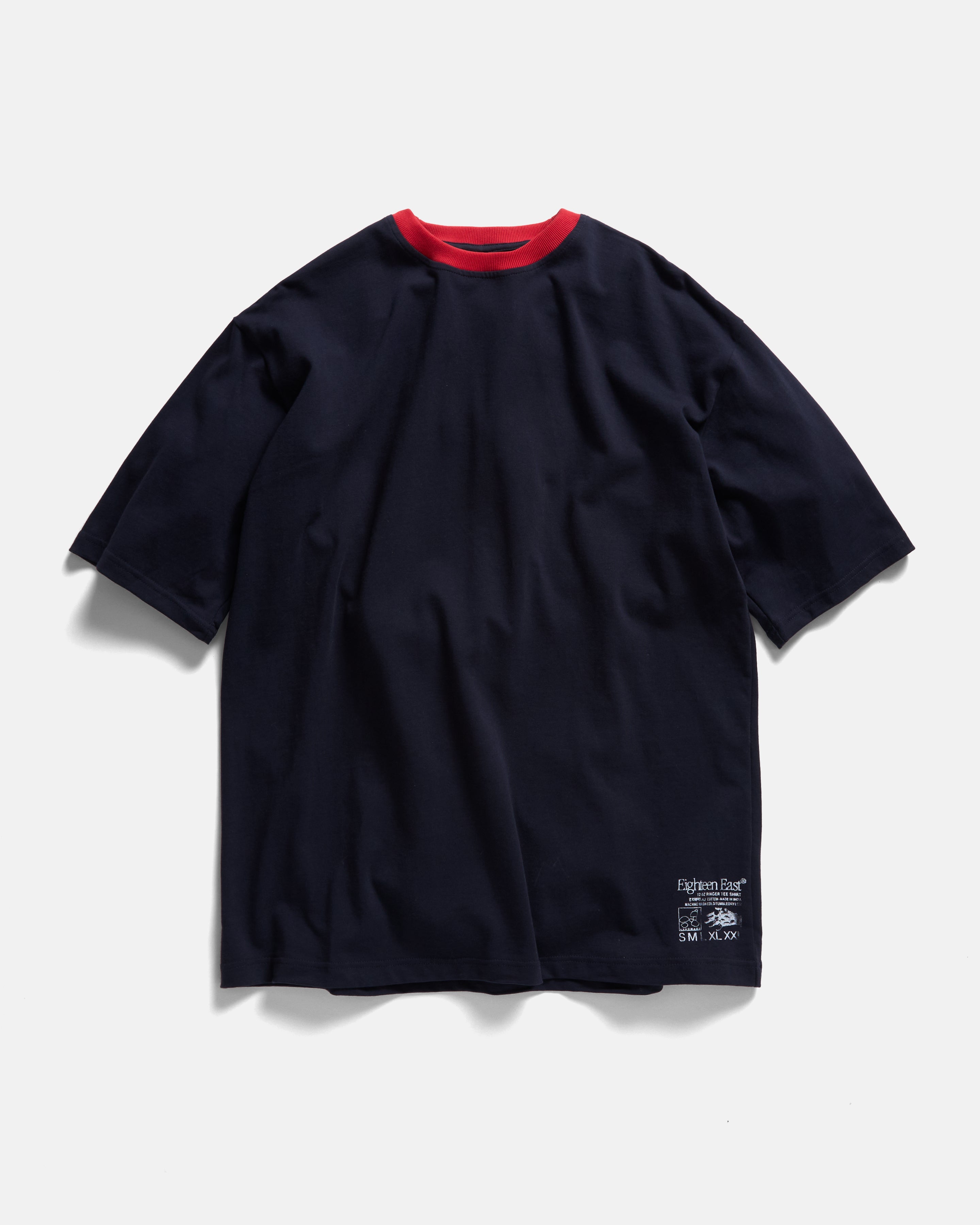 MACOMBER RINGER TEE - MIDNIGHT NAVY / DAN & WHIT'S RED 7.75 oz. ALL SEASON COTTON JERSEY