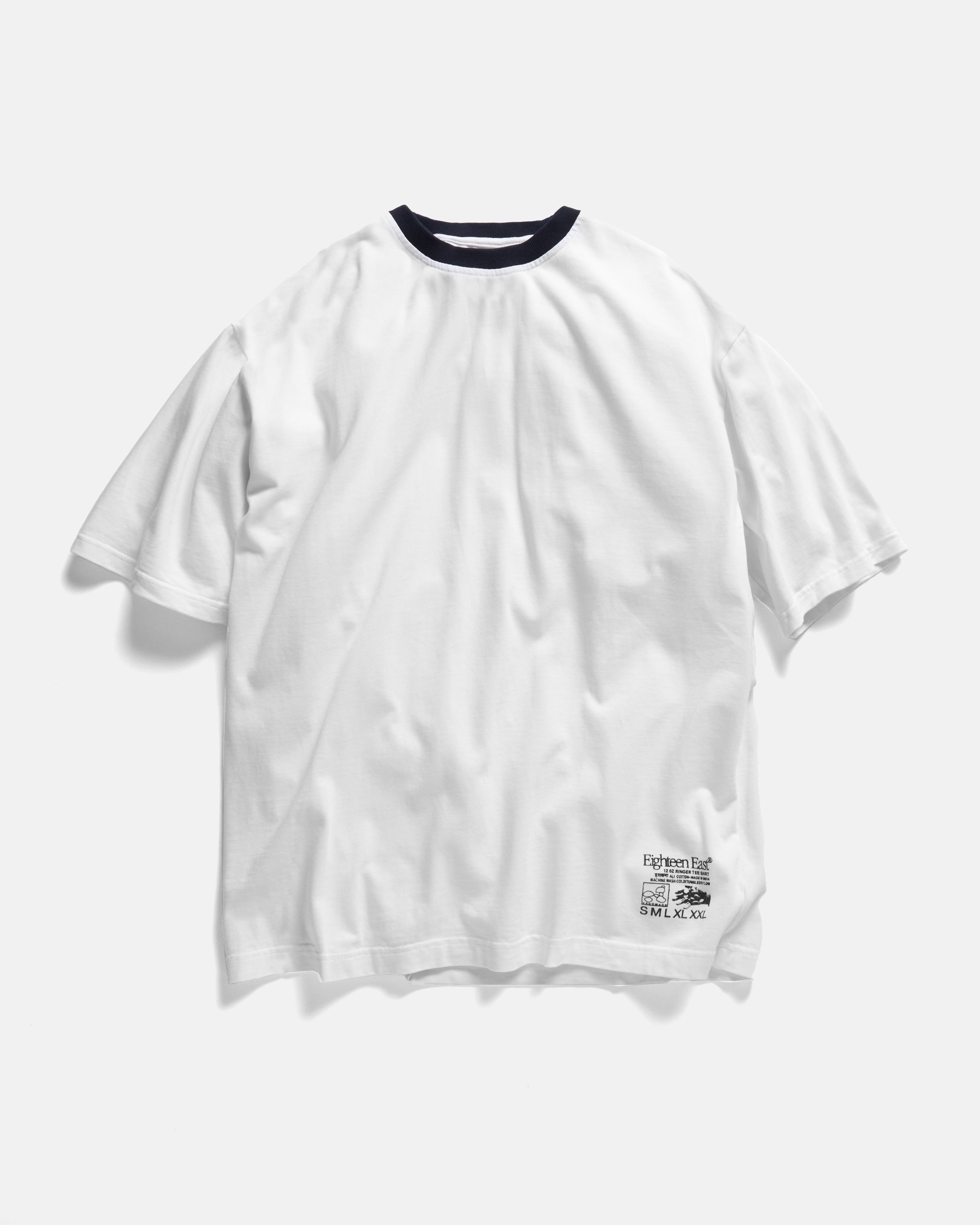 MACOMBER RINGER TEE - WHITE / MIDNIGHT NAVY 7.75 oz. ALL SEASON COTTON JERSEY