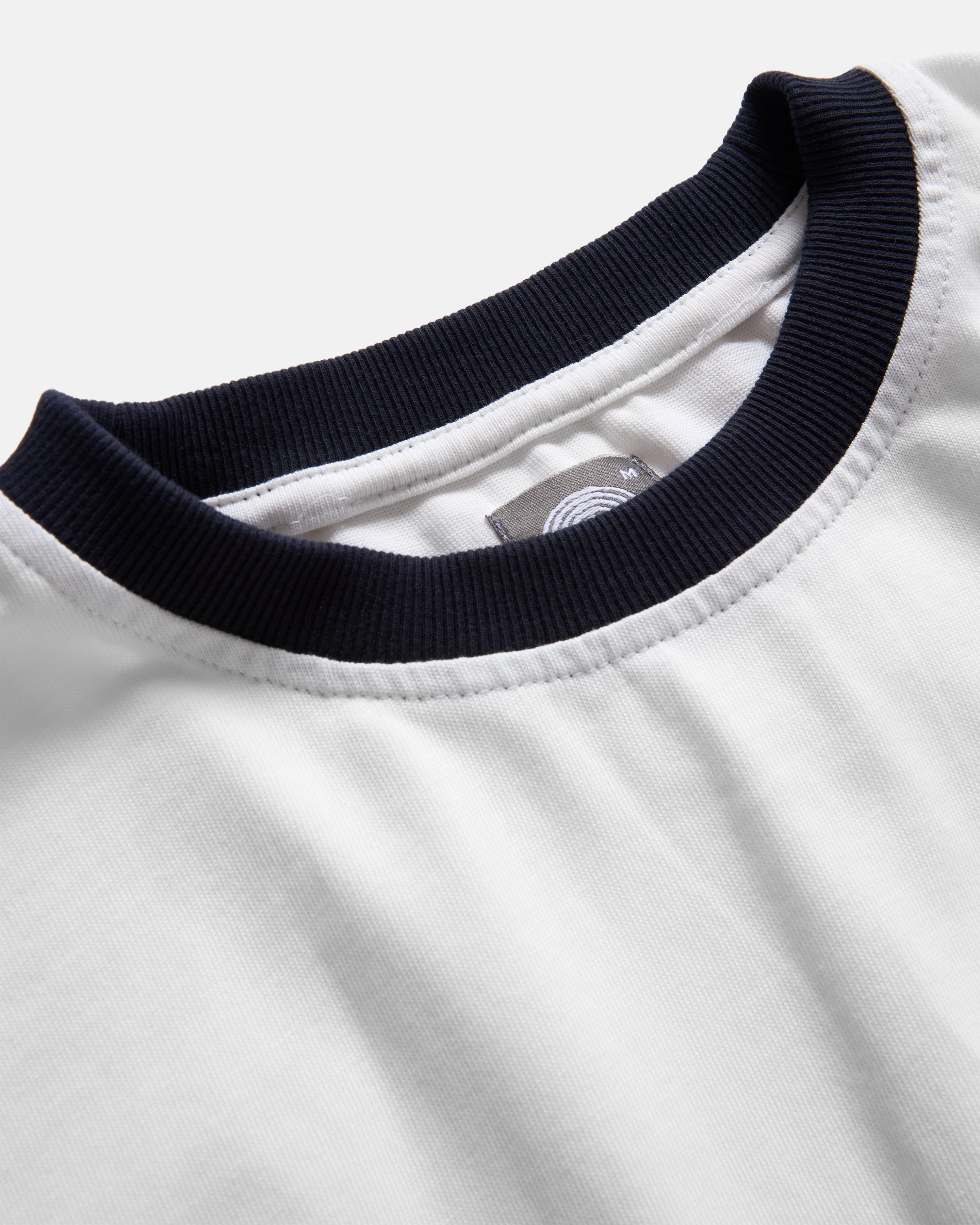 MACOMBER RINGER TEE - WHITE / MIDNIGHT NAVY 7.75 oz. ALL SEASON COTTON JERSEY