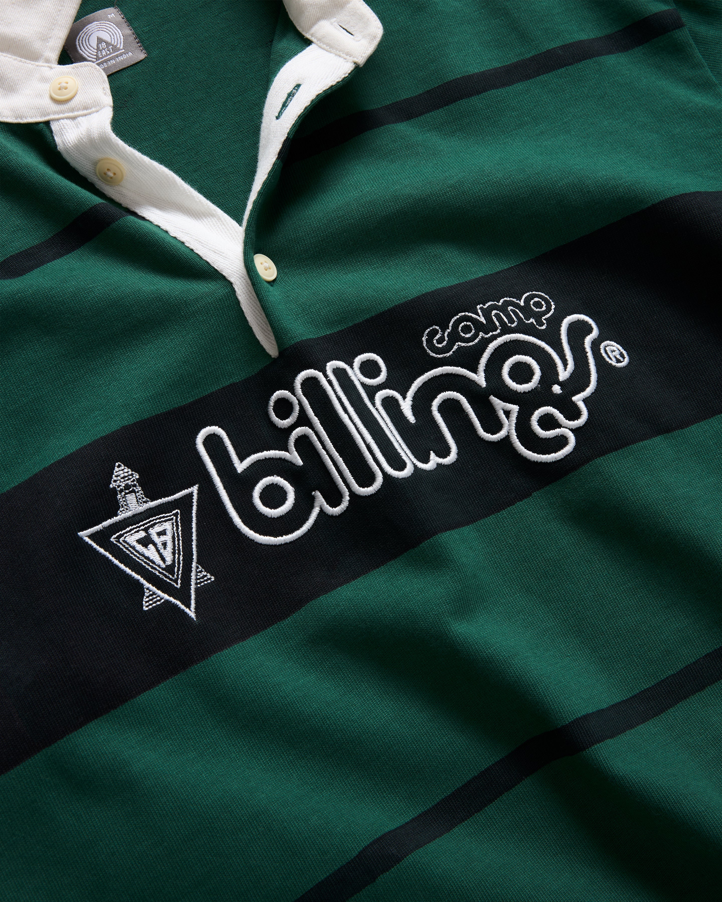 LS PINEWOLD RUGBY - PINE / MIDNIGHT NAVY BLOCK-PRINTED HEAVYWEIGHT COTTON JERSEY