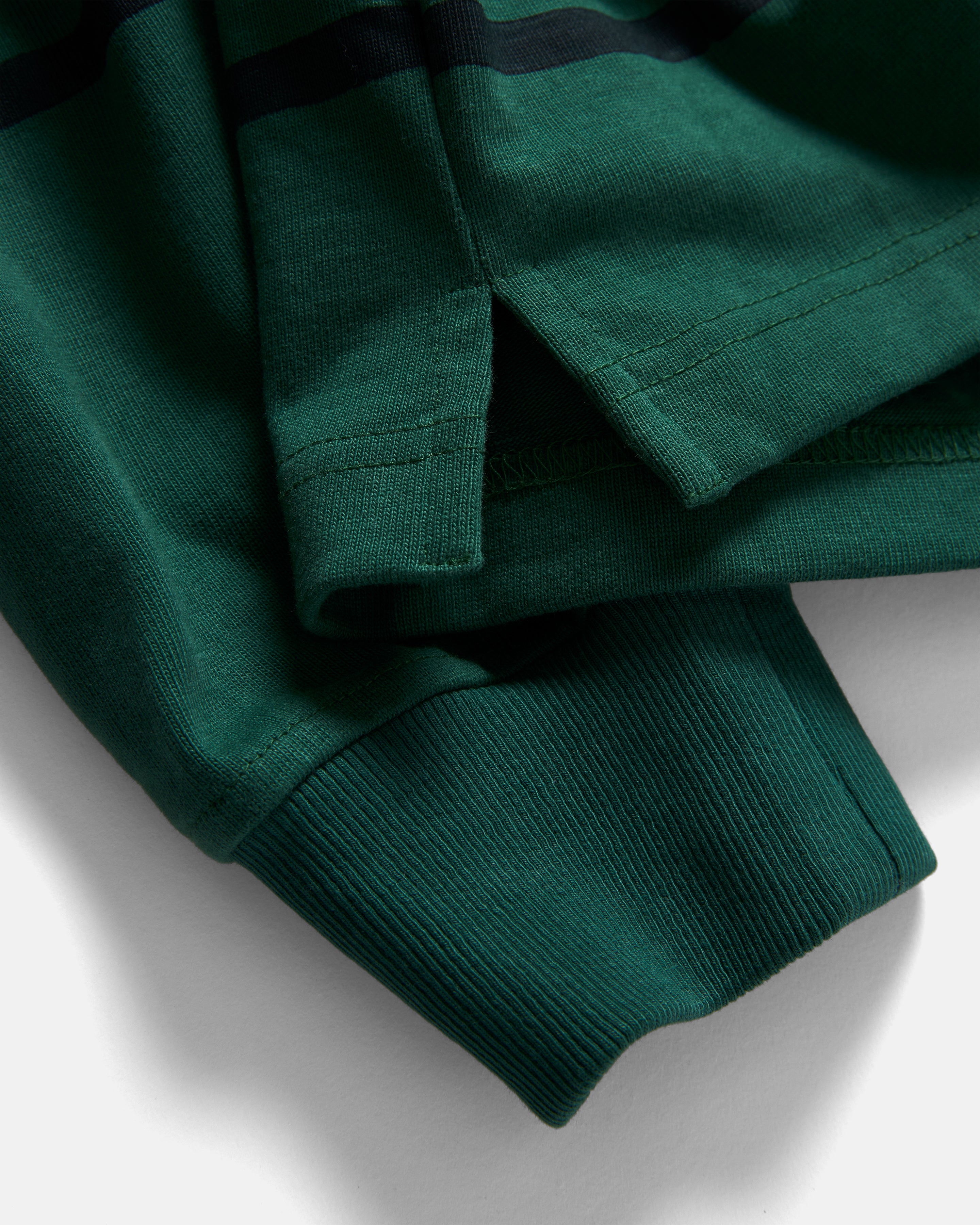 LS PINEWOLD RUGBY - PINE / MIDNIGHT NAVY BLOCK-PRINTED HEAVYWEIGHT COTTON JERSEY