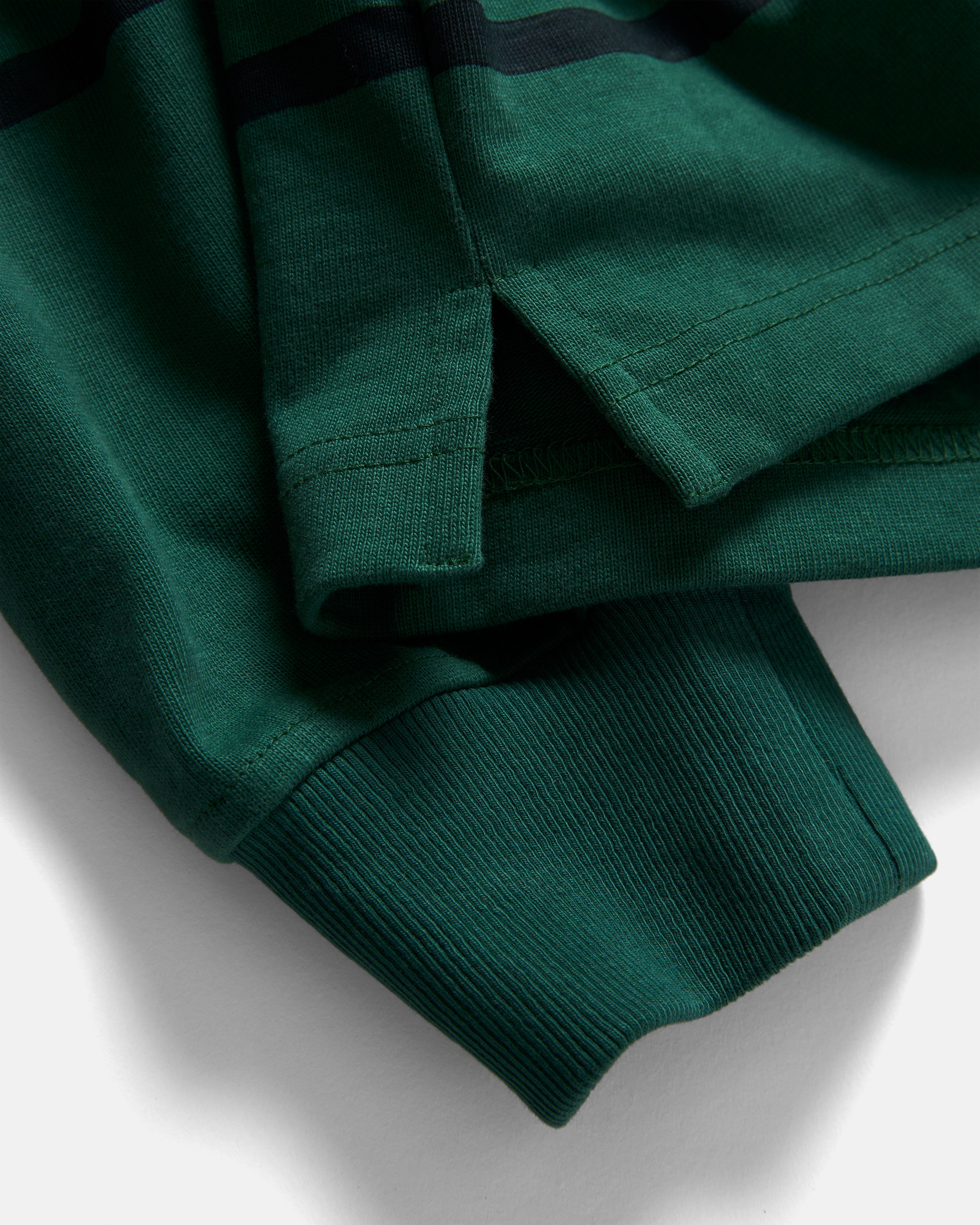 LS PINEWOLD RUGBY - PINE / MIDNIGHT NAVY BLOCK-PRINTED HEAVYWEIGHT COTTON JERSEY