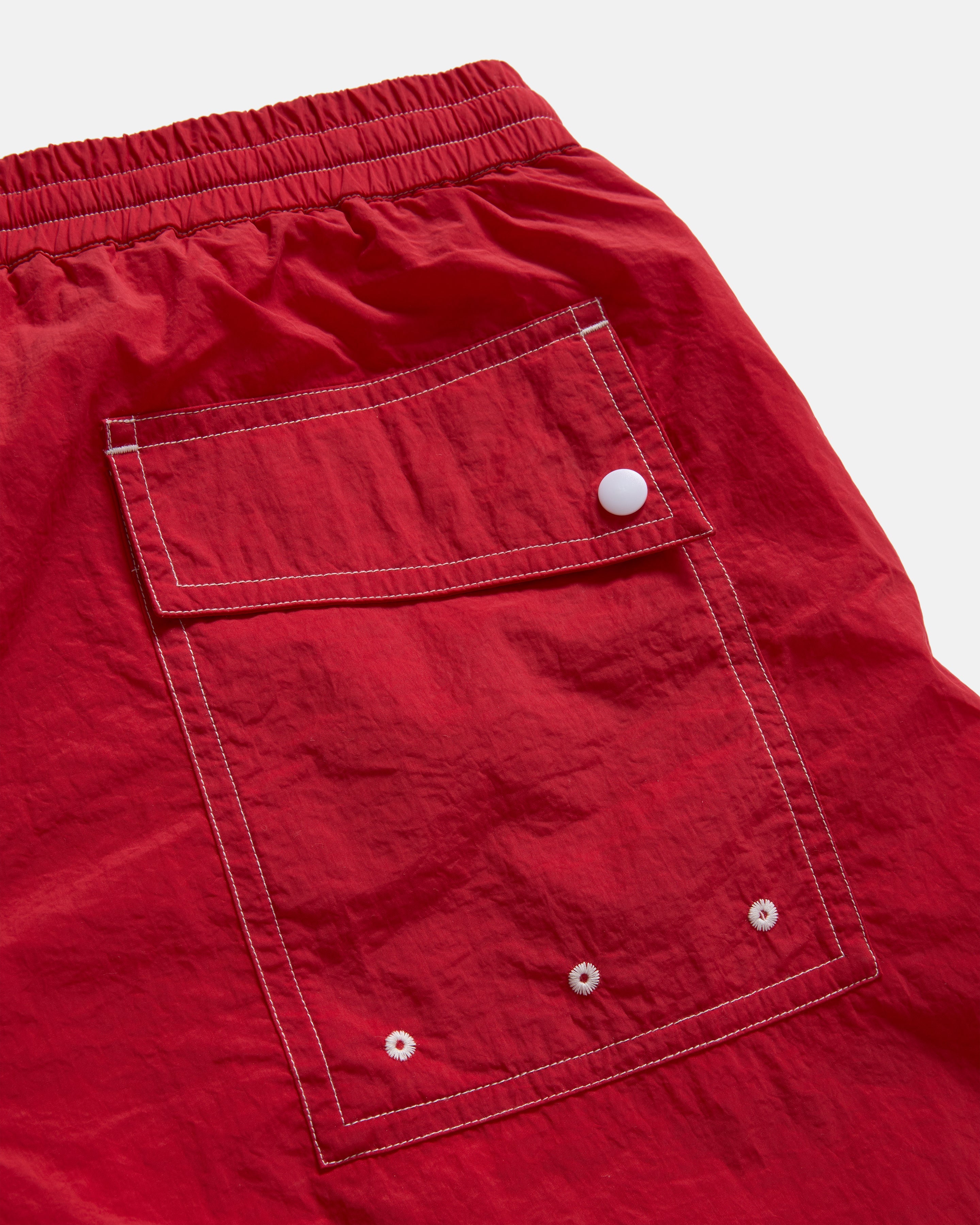 RICE SWIM TRUNK - DAN & WHIT'S RED WATER-REPELLENT NYLON