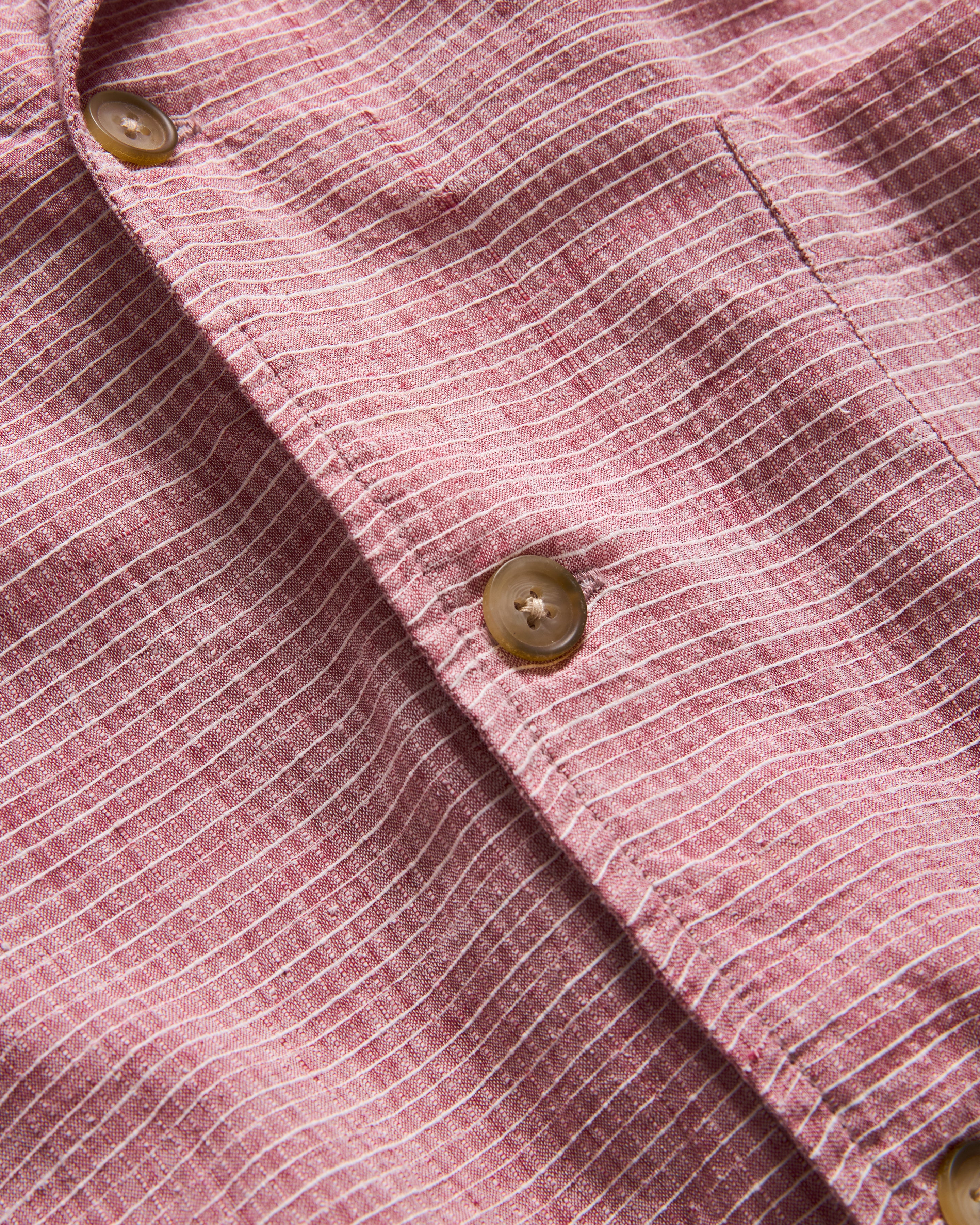 S/S SINGLE POCKET SAM SHIRT - RASPBERRY / WHITE HANDWOVEN COTTON RIPSTOP