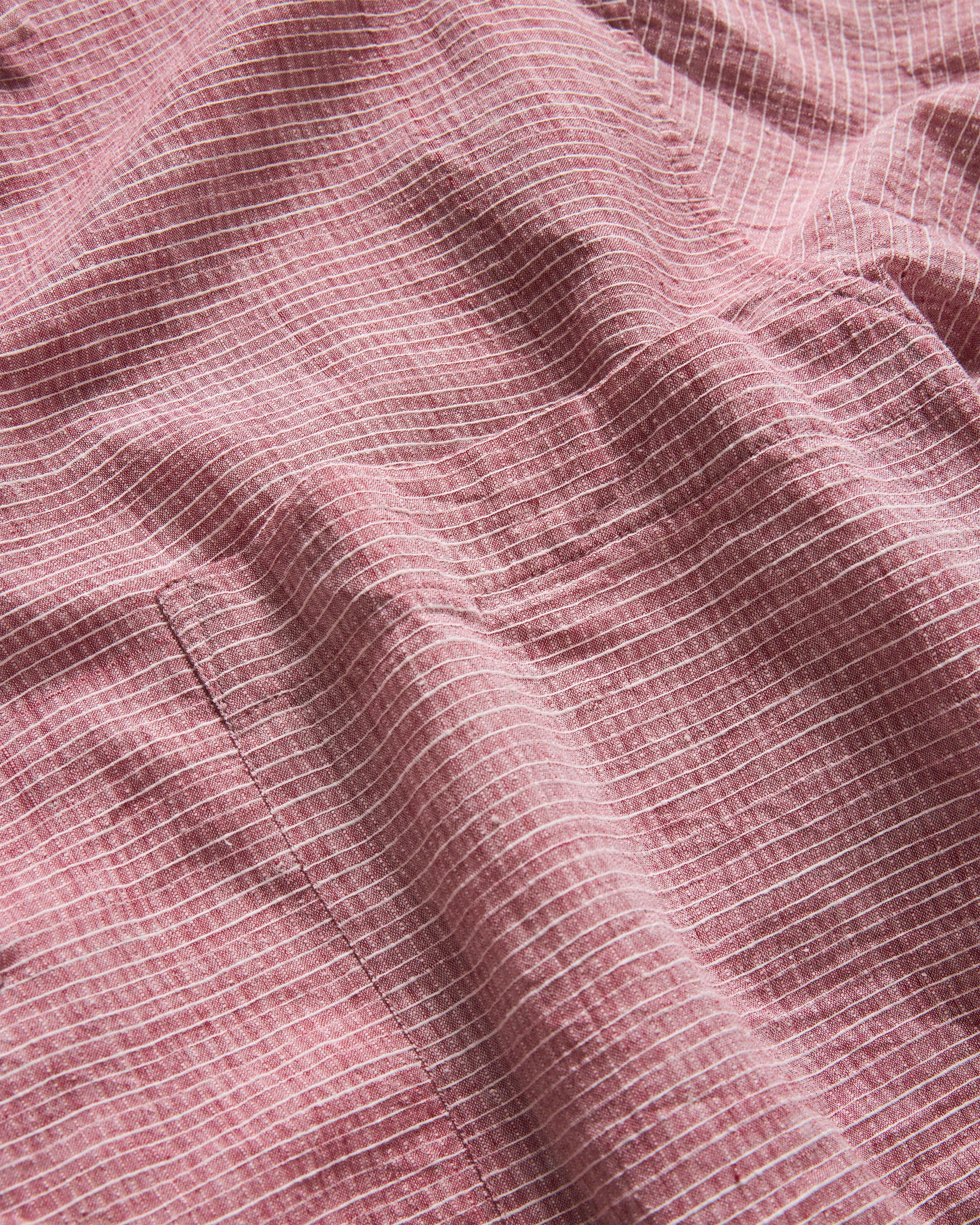 S/S SINGLE POCKET SAM SHIRT - RASPBERRY / WHITE HANDWOVEN COTTON RIPSTOP