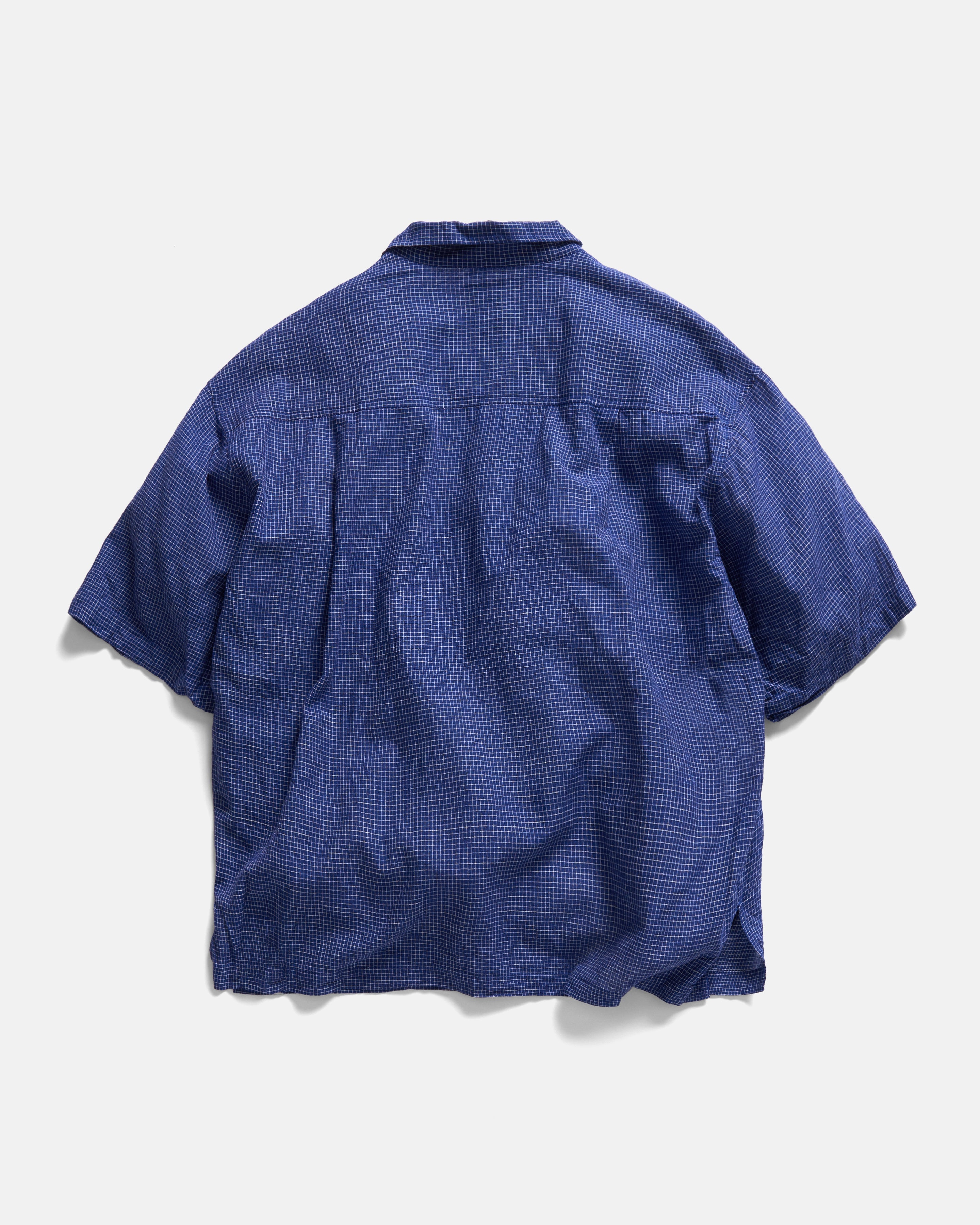 S/S WES SHIRT - FRENCH BLUE / WHITE HANDWOVEN COTTON RIPSTOP