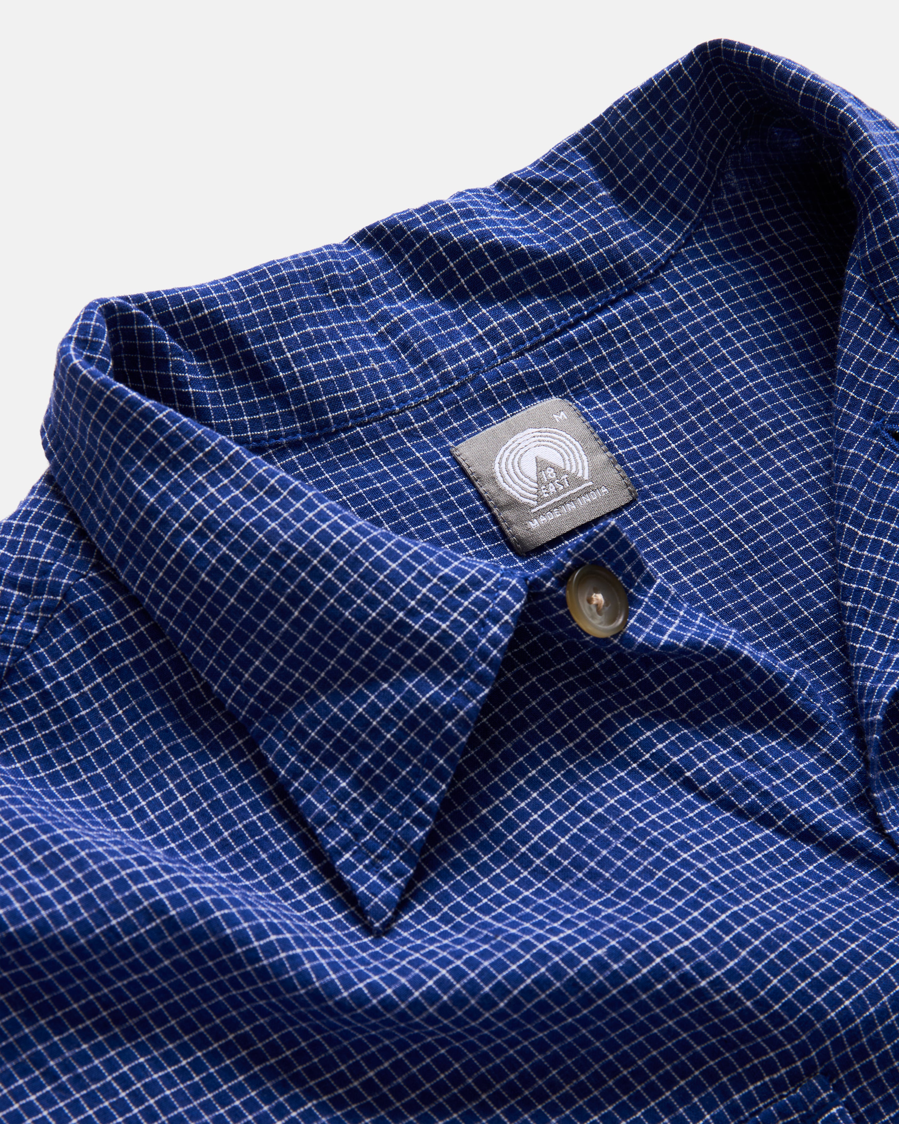 S/S WES SHIRT - FRENCH BLUE / WHITE HANDWOVEN COTTON RIPSTOP