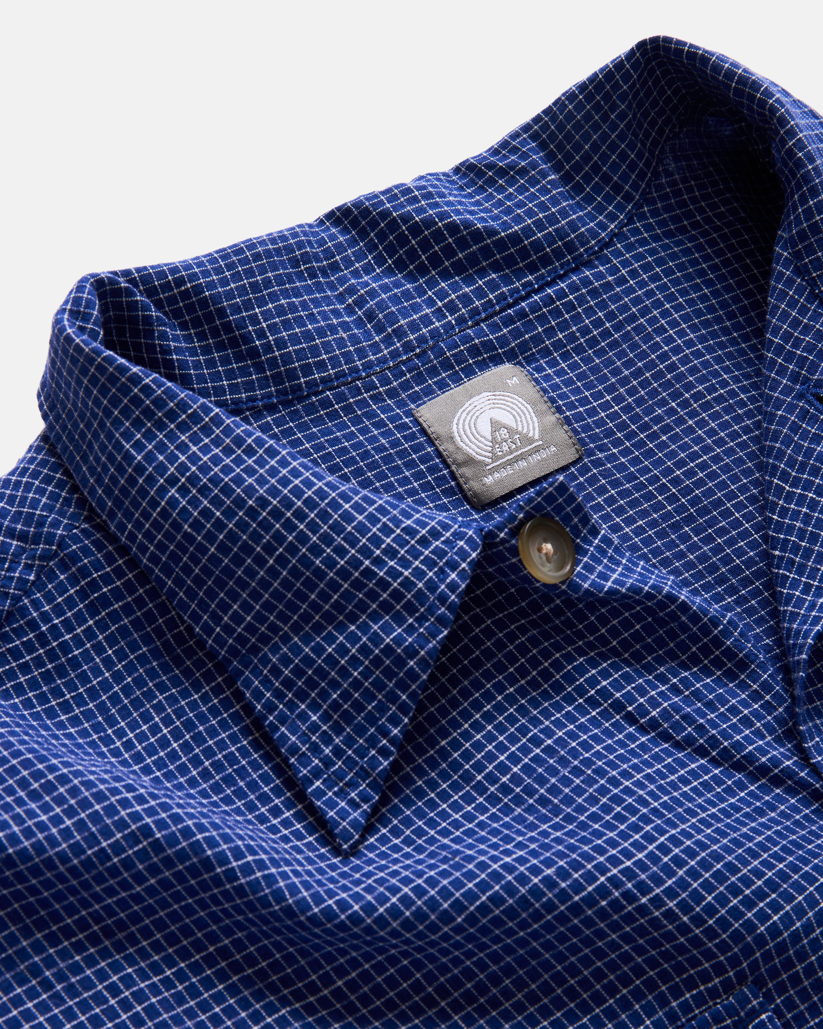 S/S WES SHIRT - FRENCH BLUE / WHITE HANDWOVEN COTTON RIPSTOP