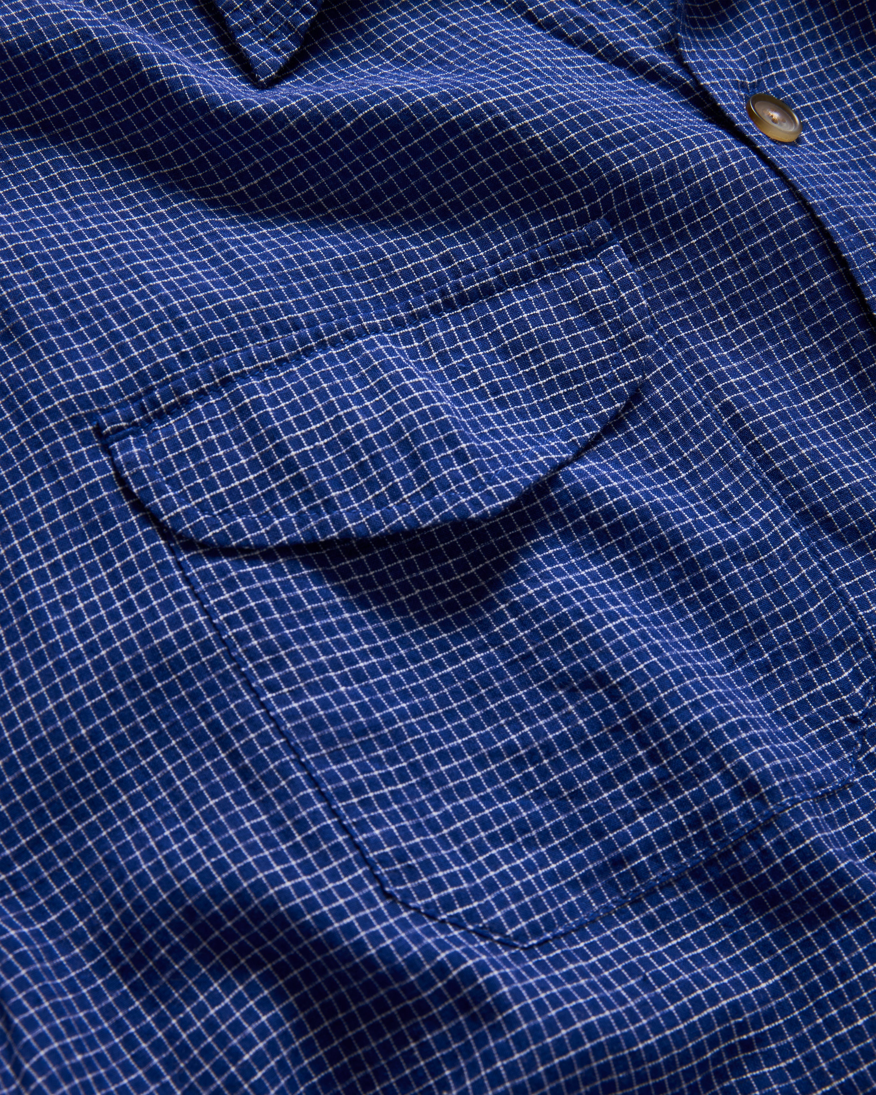 S/S WES SHIRT - FRENCH BLUE / WHITE HANDWOVEN COTTON RIPSTOP