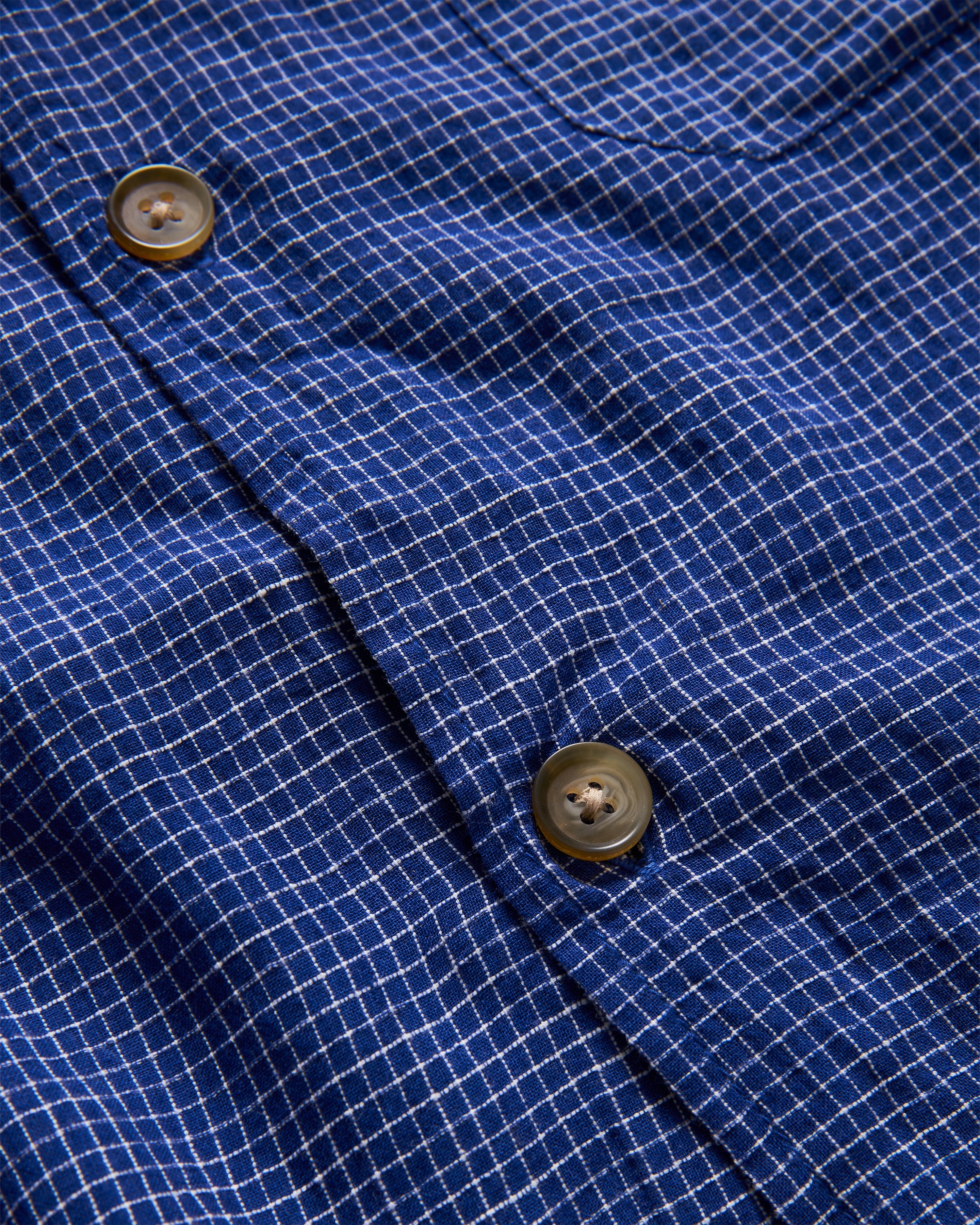 S/S WES SHIRT - FRENCH BLUE / WHITE HANDWOVEN COTTON RIPSTOP
