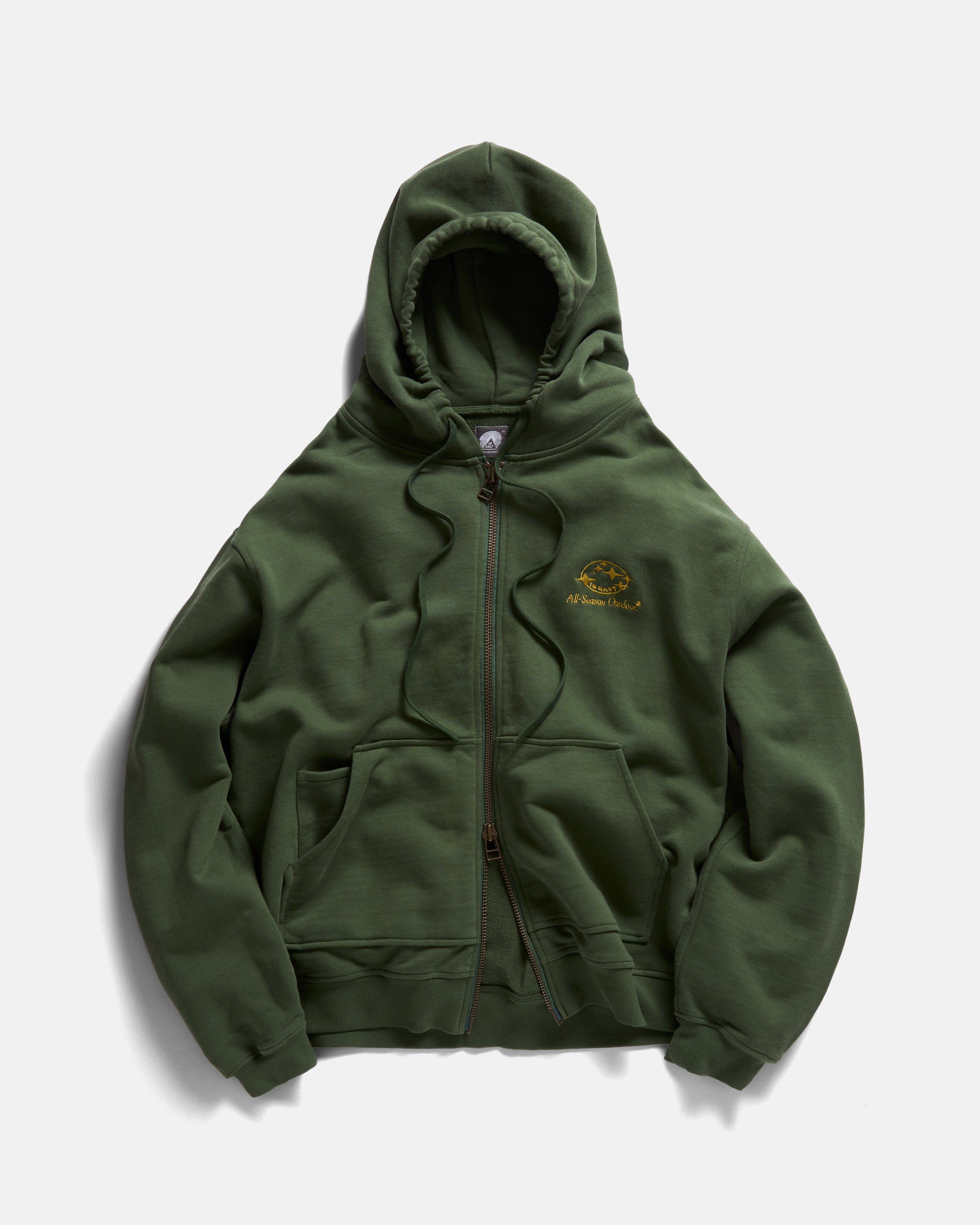 "ALL-SEASON OUTDOOR" TOLMIE FULLZIP SWEATSHIRT - FADED OLIVE / GOLDENROD 19oz. ALL COTTON FLEECE