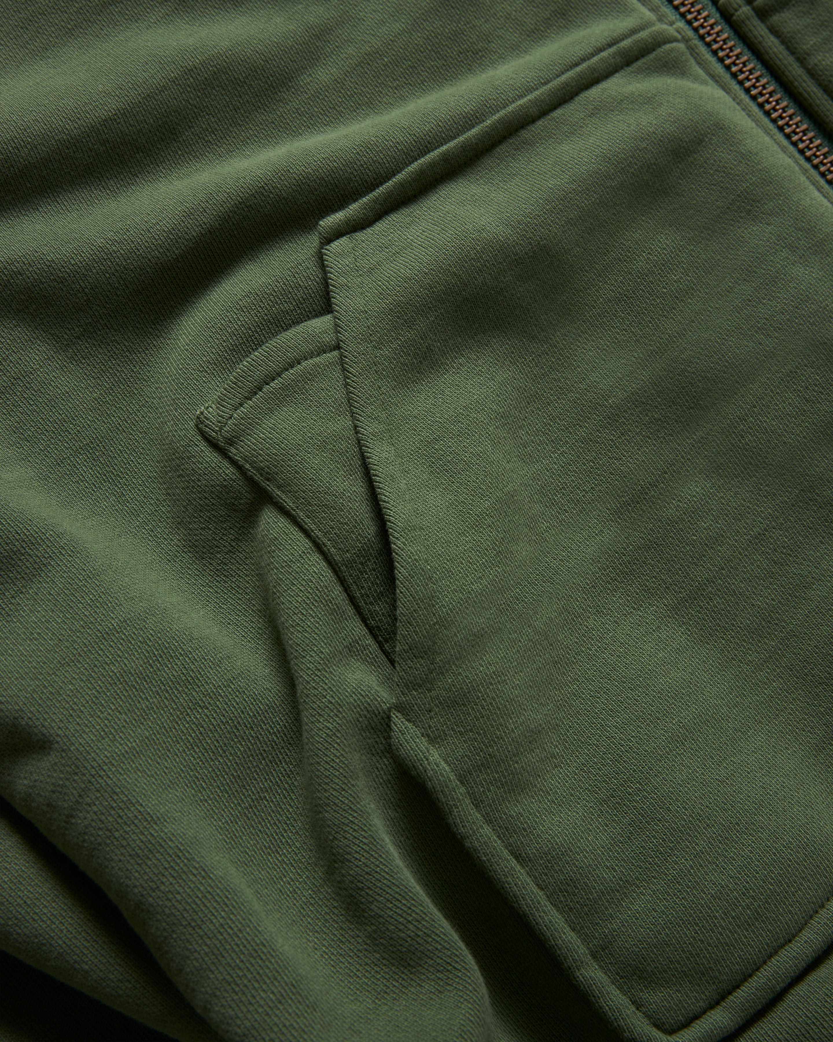 "ALL-SEASON OUTDOOR" TOLMIE FULLZIP SWEATSHIRT - FADED OLIVE / GOLDENROD 19oz. ALL COTTON FLEECE