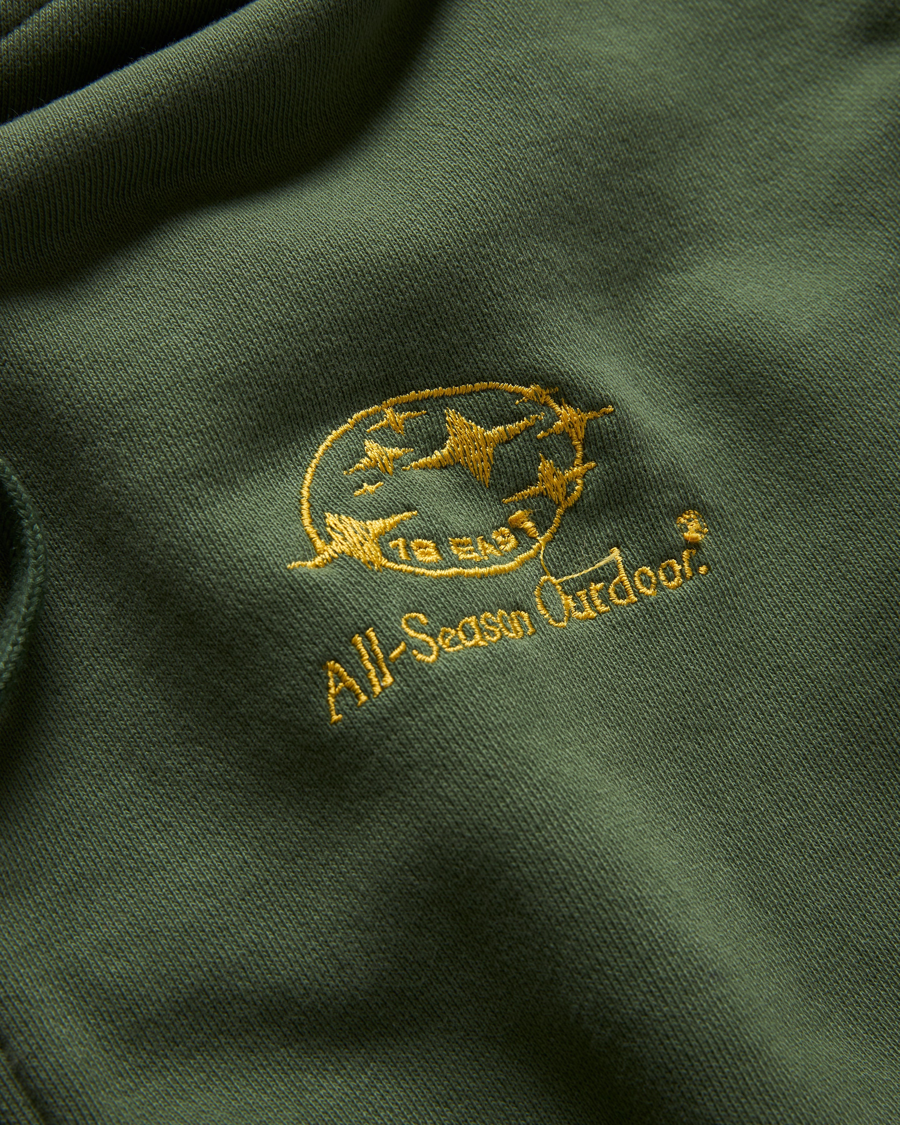 "ALL-SEASON OUTDOOR" TOLMIE FULLZIP SWEATSHIRT - FADED OLIVE / GOLDENROD 19oz. ALL COTTON FLEECE