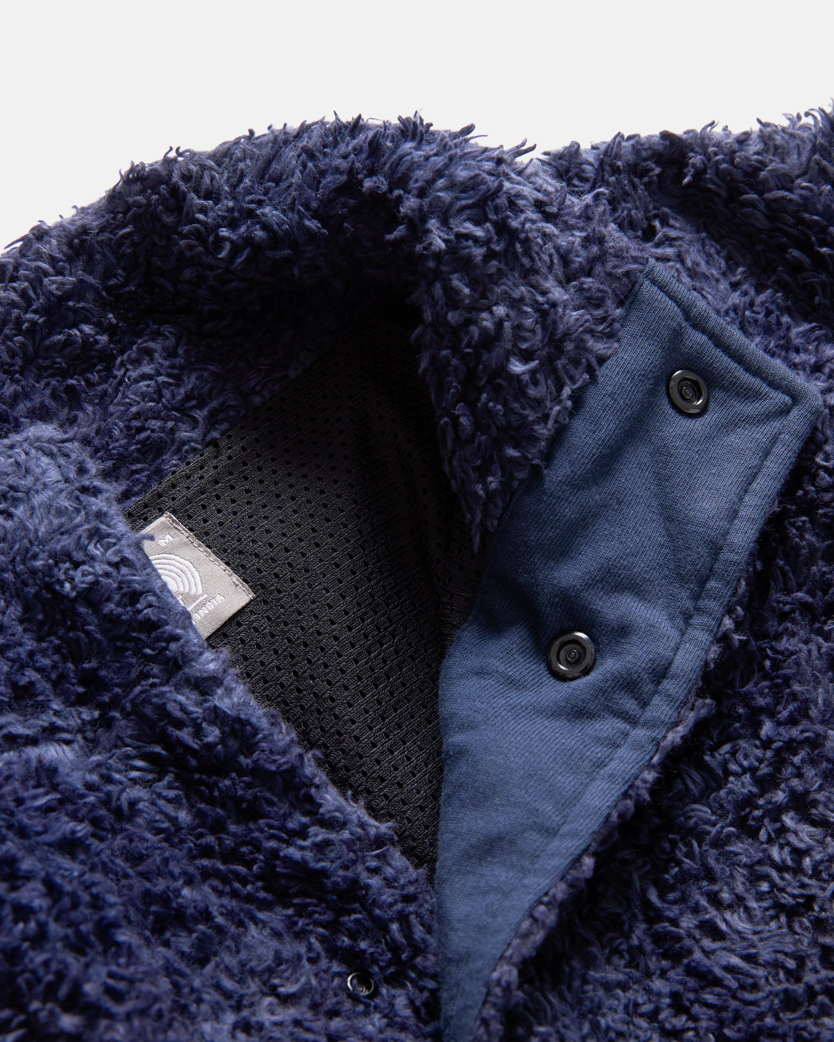 VENTURA DEEP PILE PULLOVER - TONAL MIDNIGHT NAVY SHADOW SCREENED ORGANIC COTTON SHERPA