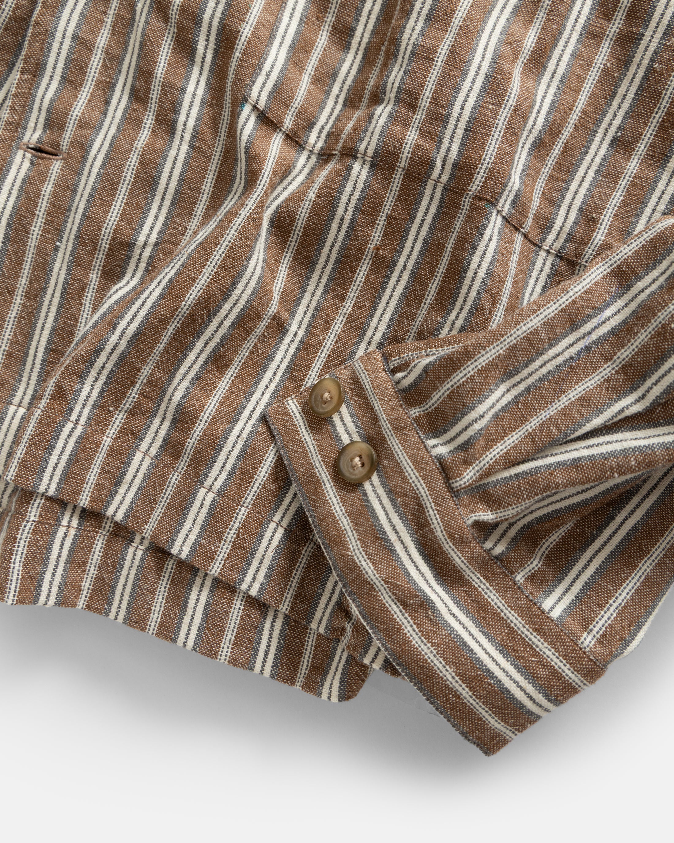 CHAMOIS FLAP POCKET SAM SHIRT - RUSSETT BROWN / DEEP FOG / ECRU KHADI COTTON OXFORD