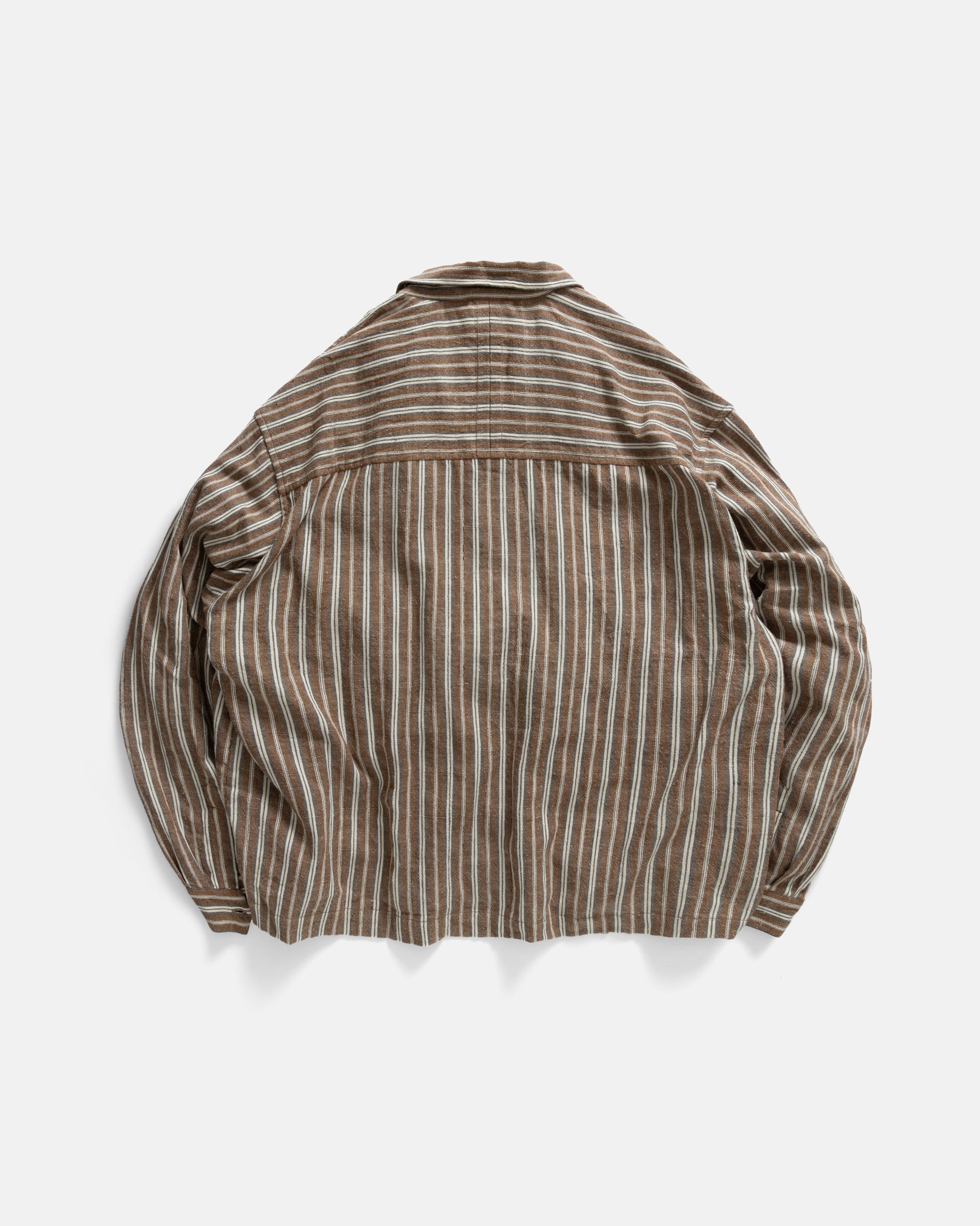 CHAMOIS FLAP POCKET SAM SHIRT - RUSSETT BROWN / DEEP FOG / ECRU KHADI COTTON OXFORD