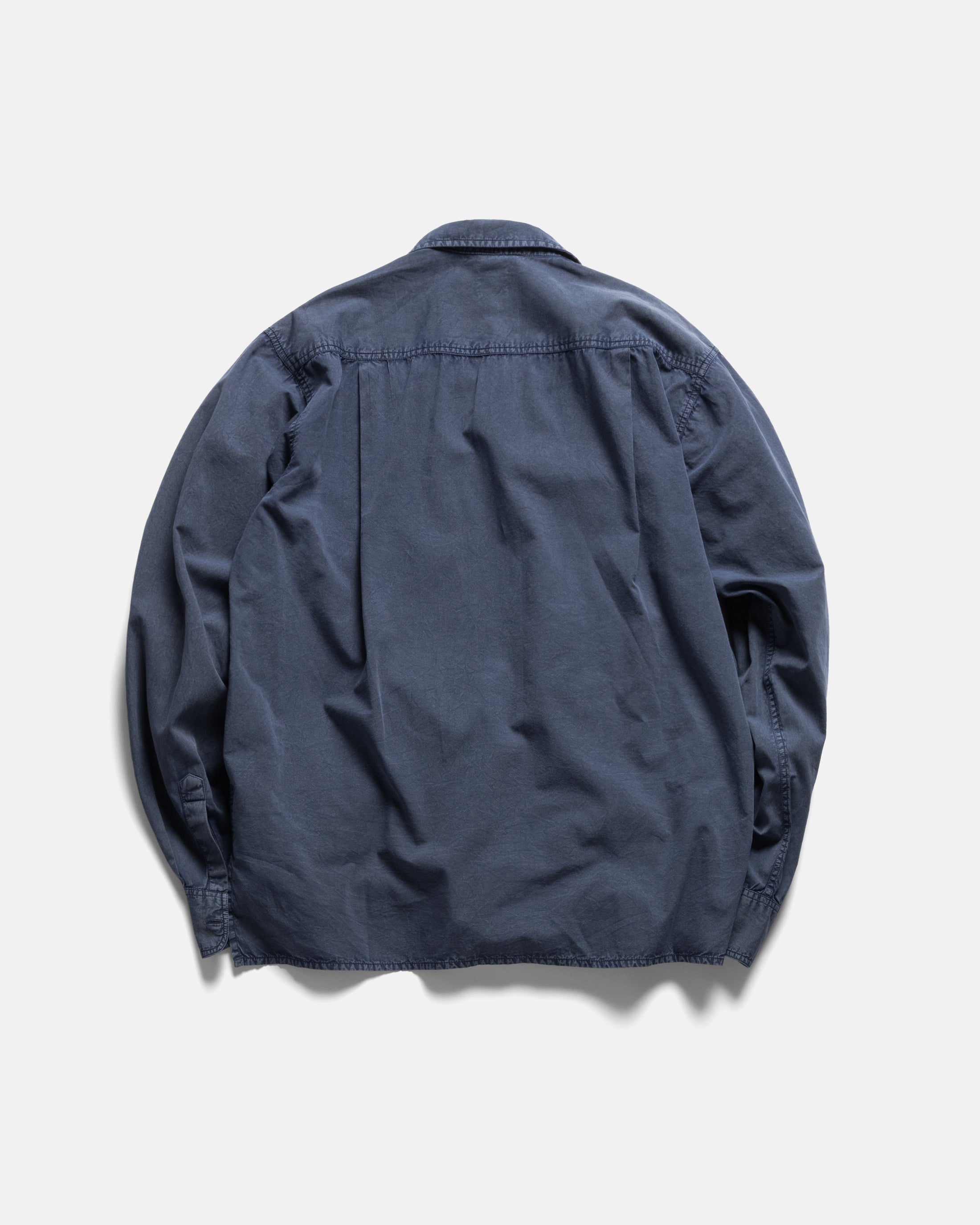 WES STRAIGHT HEM WORK SHIRT - WASHED NAVY PIGMENT DYED POPLIN