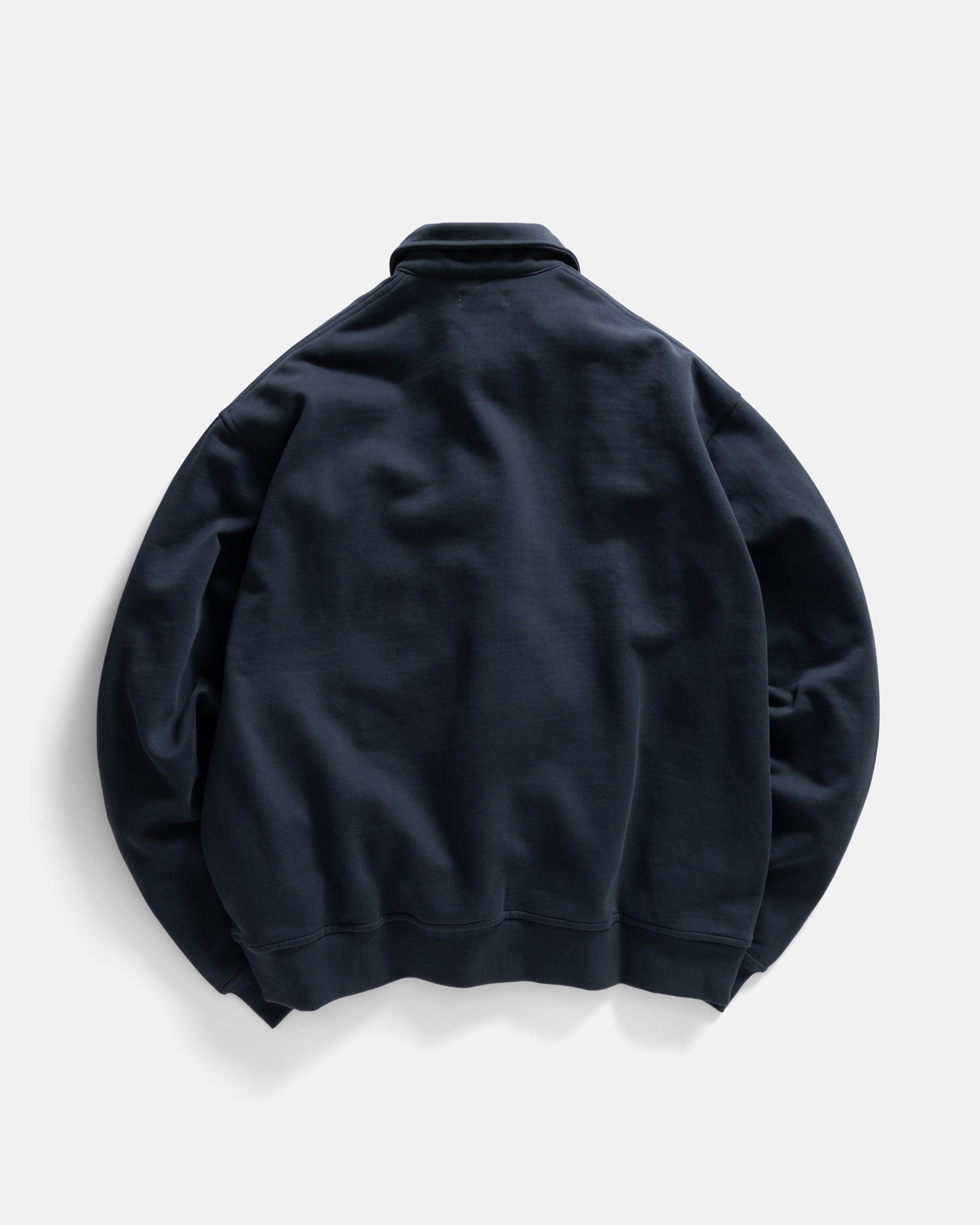 COLLAN ZIP COLLARED SWEATSHIRT - NAVY 19oz. ALL COTTON LOOPBACK