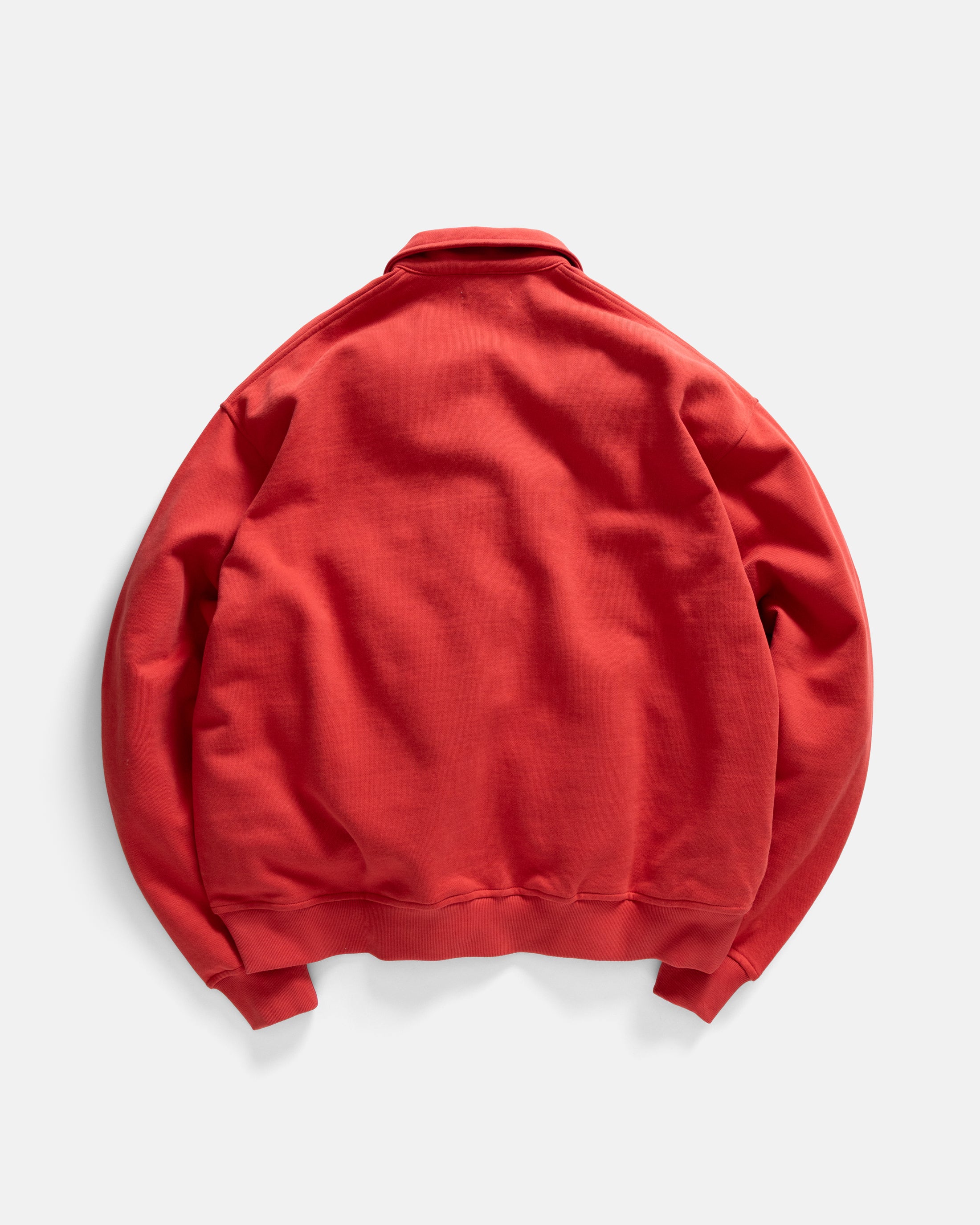 COLLAN ZIP COLLARED SWEATSHIRT - FADED RED 19oz. ALL COTTON LOOPBACK TERRY FLEECE