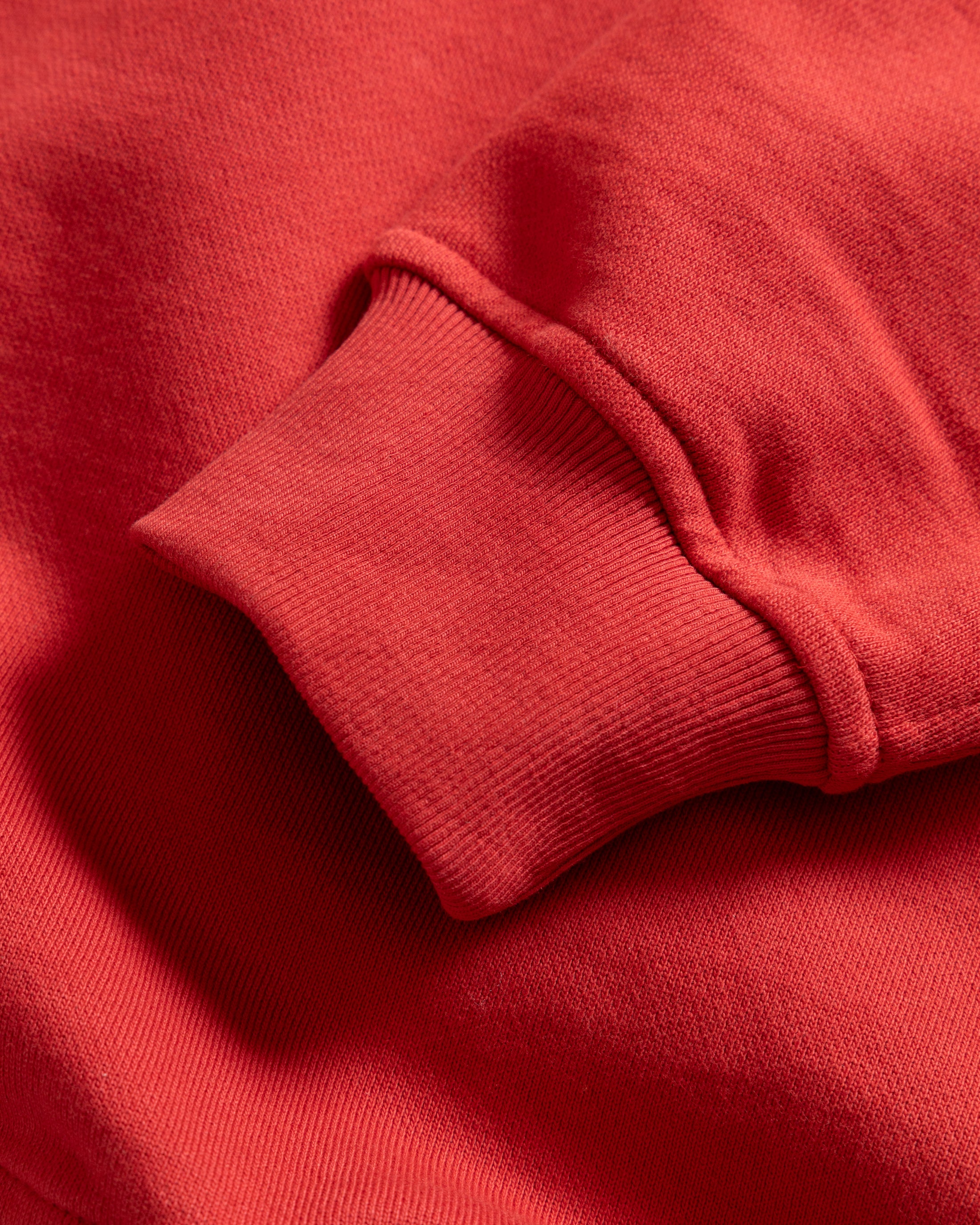 COLLAN ZIP COLLARED SWEATSHIRT - FADED RED 19oz. ALL COTTON LOOPBACK TERRY FLEECE