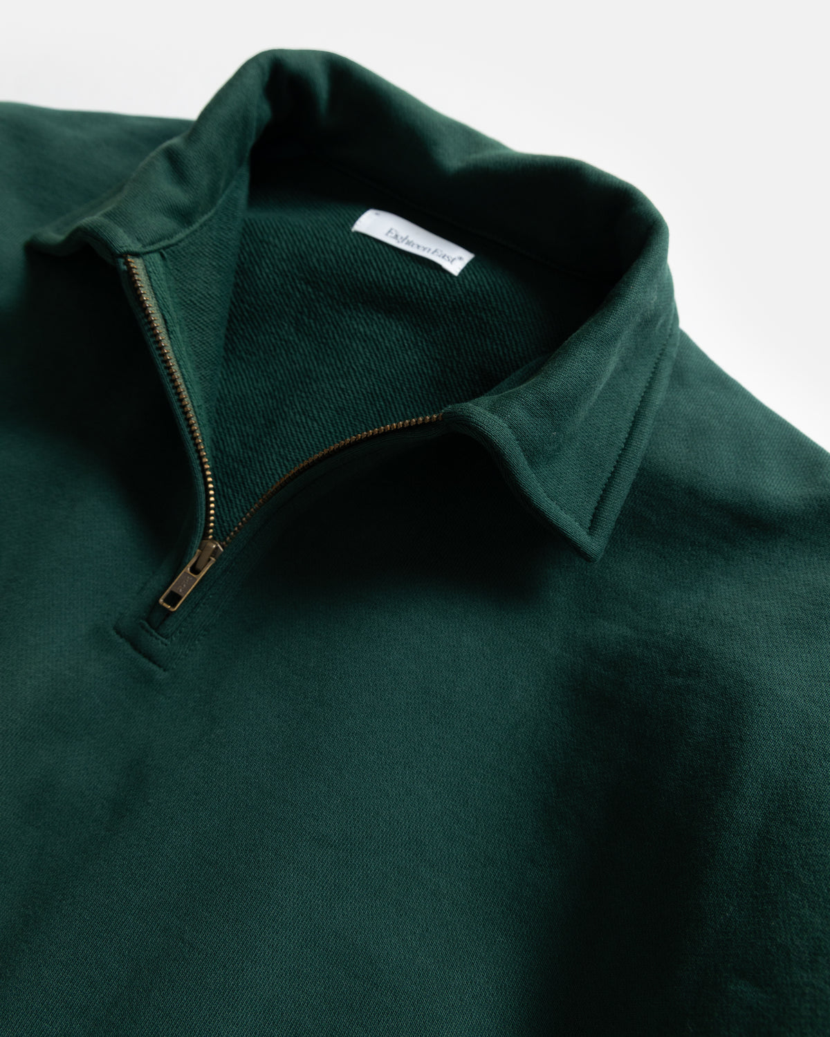 COLLAN ZIP COLLARED SWEATSHIRT - DEEP FOREST 19oz. ALL COTTON LOOPBACK TERRY FLEECE