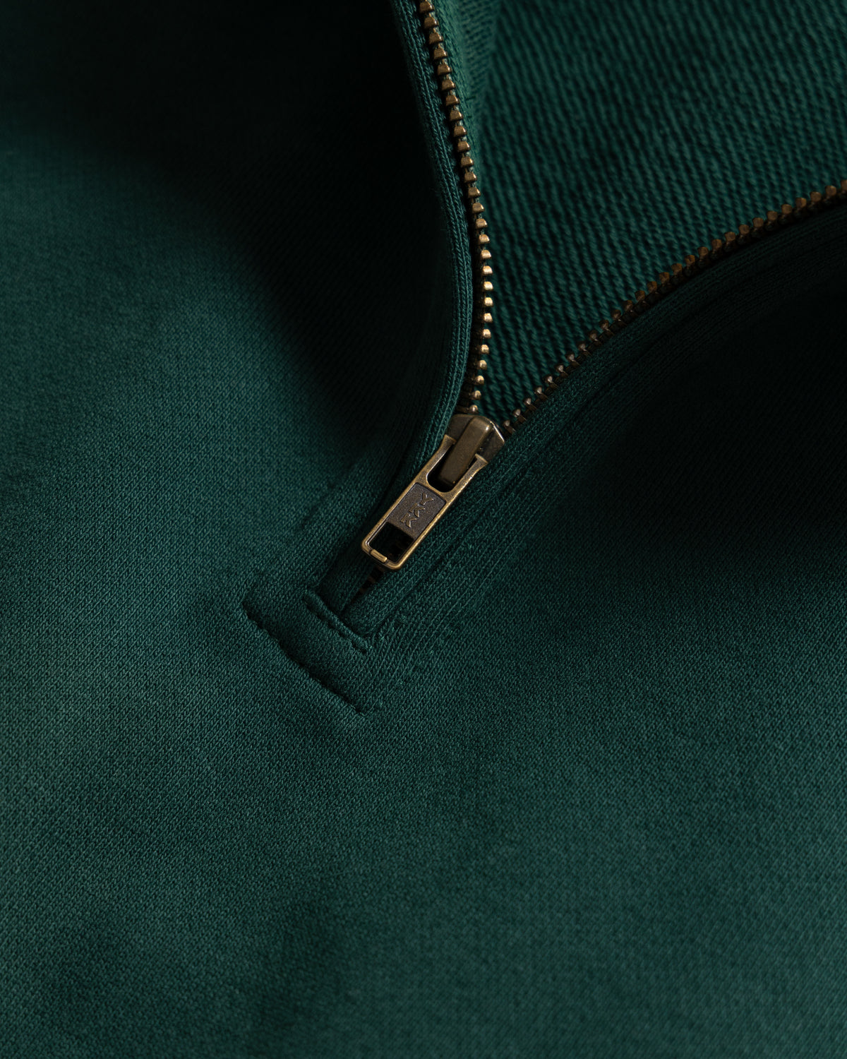COLLAN ZIP COLLARED SWEATSHIRT - DEEP FOREST 19oz. ALL COTTON LOOPBACK TERRY FLEECE