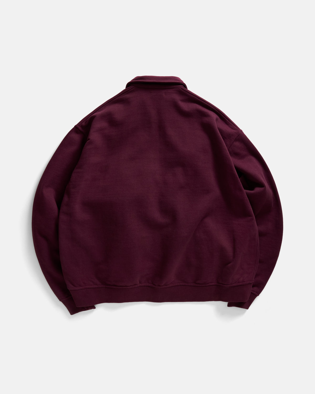 COLLAN ZIP COLLARED SWEATSHIRT - BORDEAUX 19oz. ALL COTTON LOOPBACK TERRY FLEECE